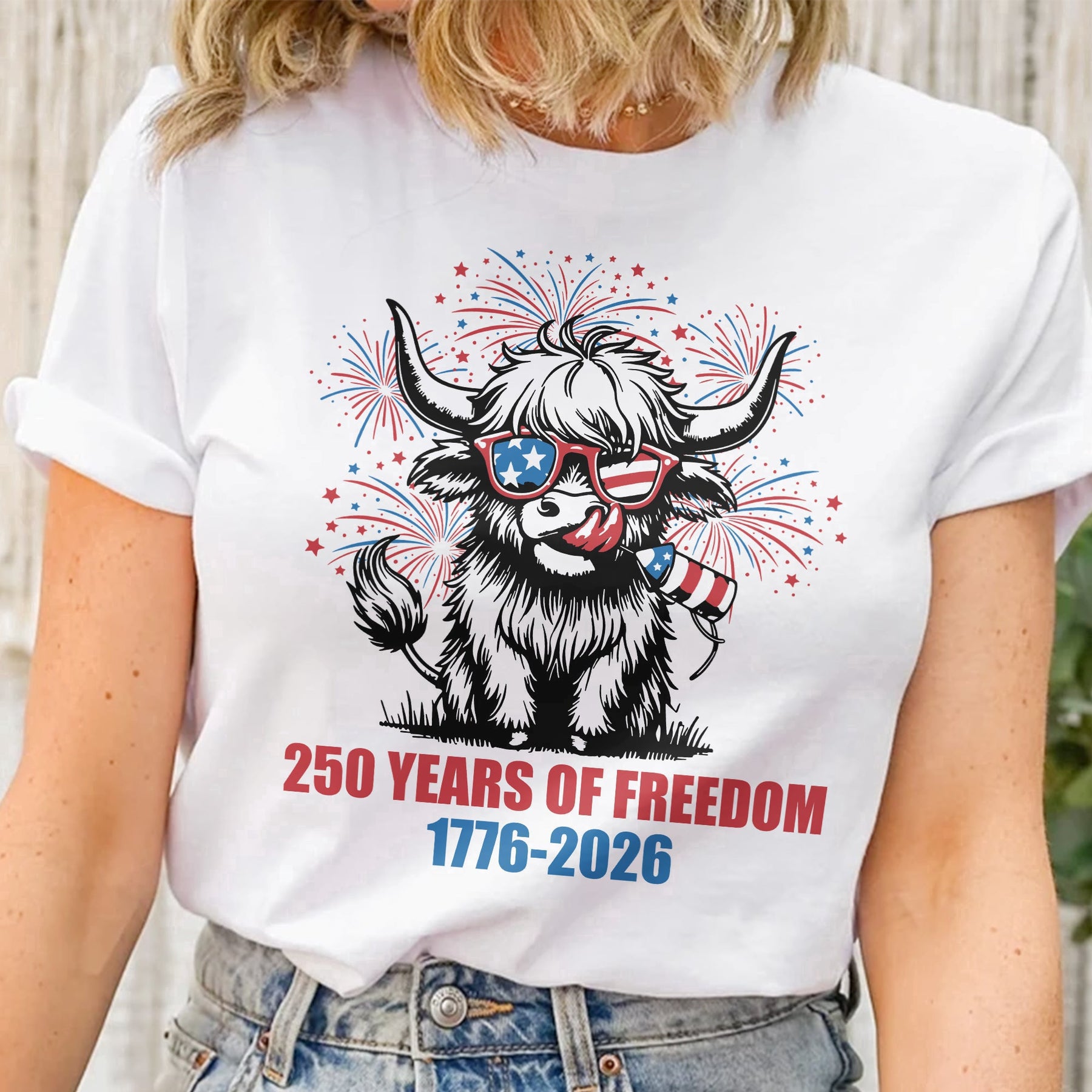 Highland Cow 250 Years Of Freedom - Shirt