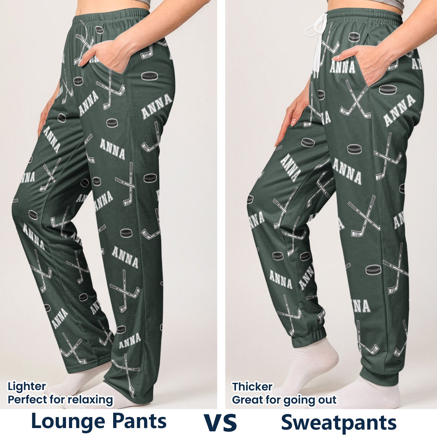 Hockey Custom Name - Personalized Sweatpants - Lounge Pants With Pockets, Custom Pajama Pants, Jogger Sweatpants, Gift For Son, Gift for Him