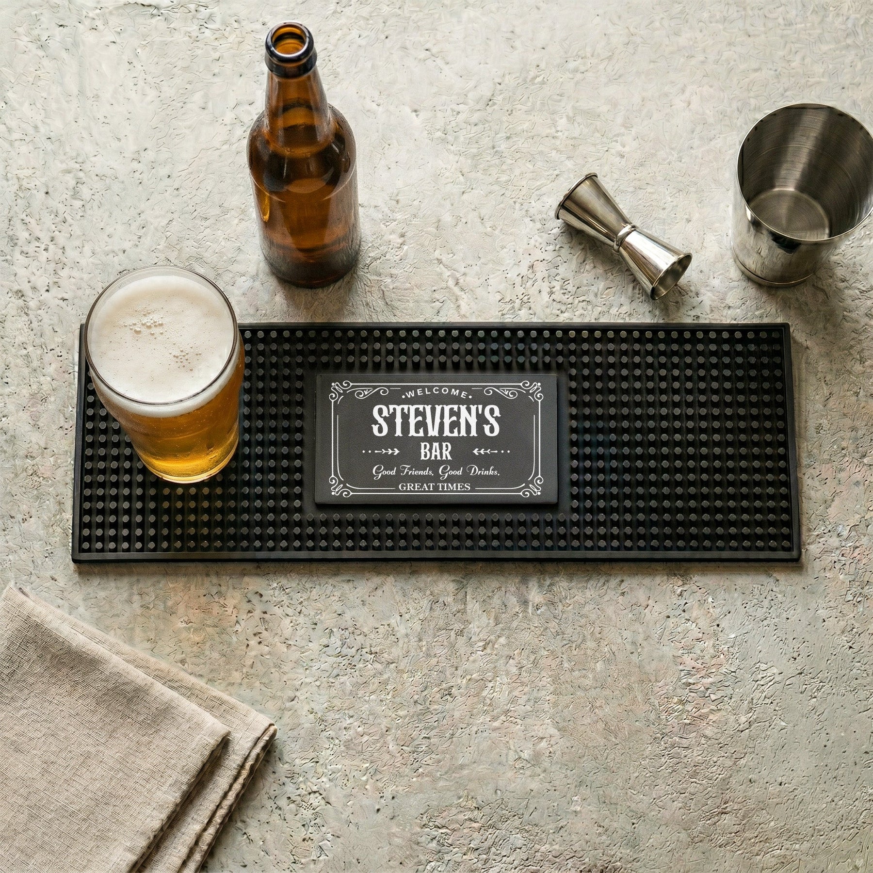 Home Bar Pub Accessories Art,Rubber Bartender Mat - Personalized Bar Mat