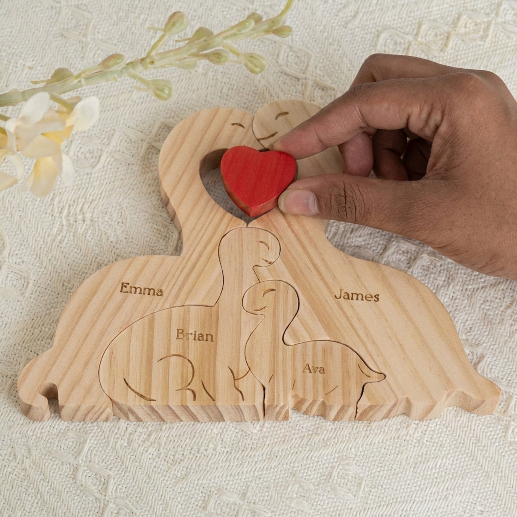 Home Is Where We Are Together Dinosaur Family Puzzle - Personalized Wooden Family Puzzle