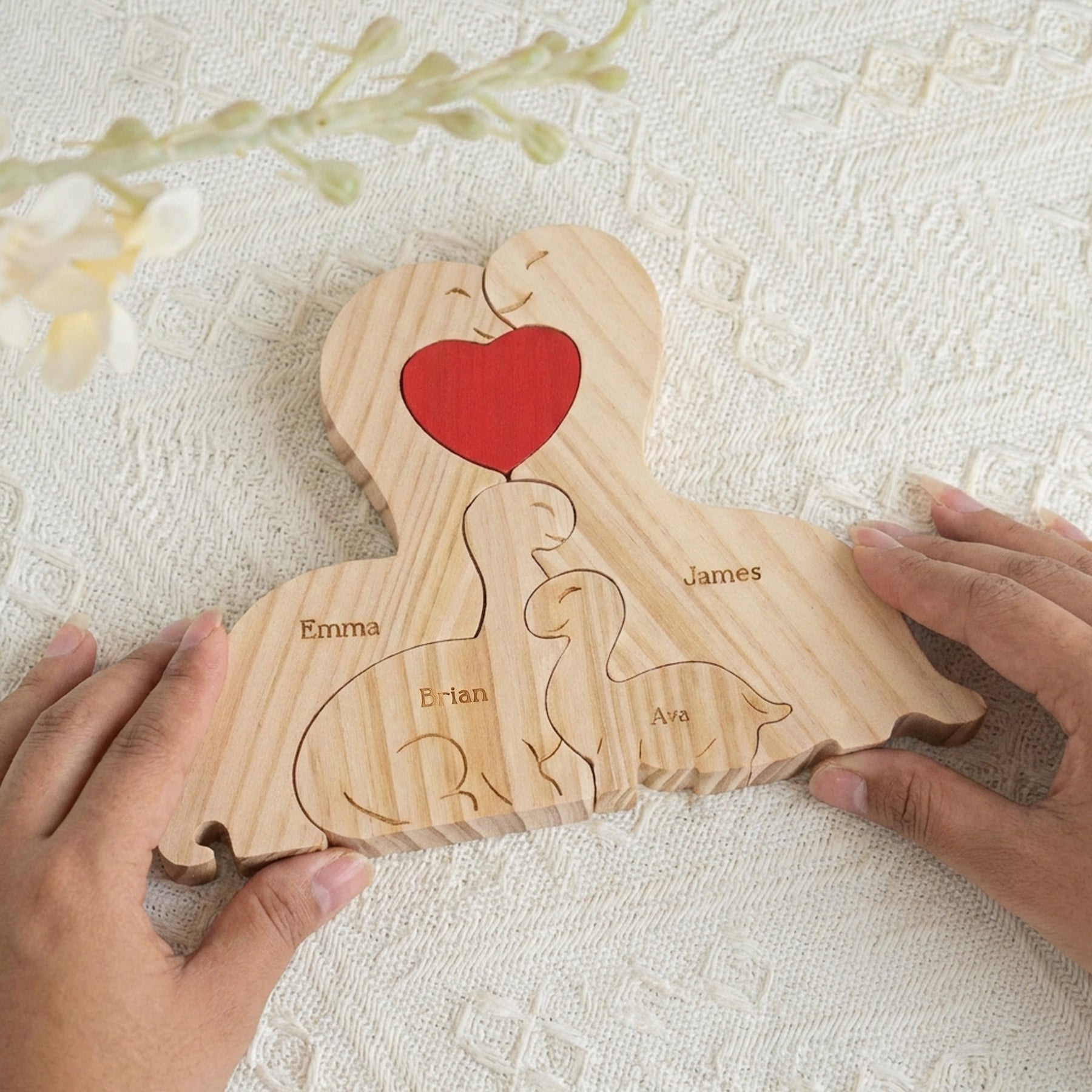 Home Is Where We Are Together Dinosaur Family Puzzle - Personalized Wooden Family Puzzle