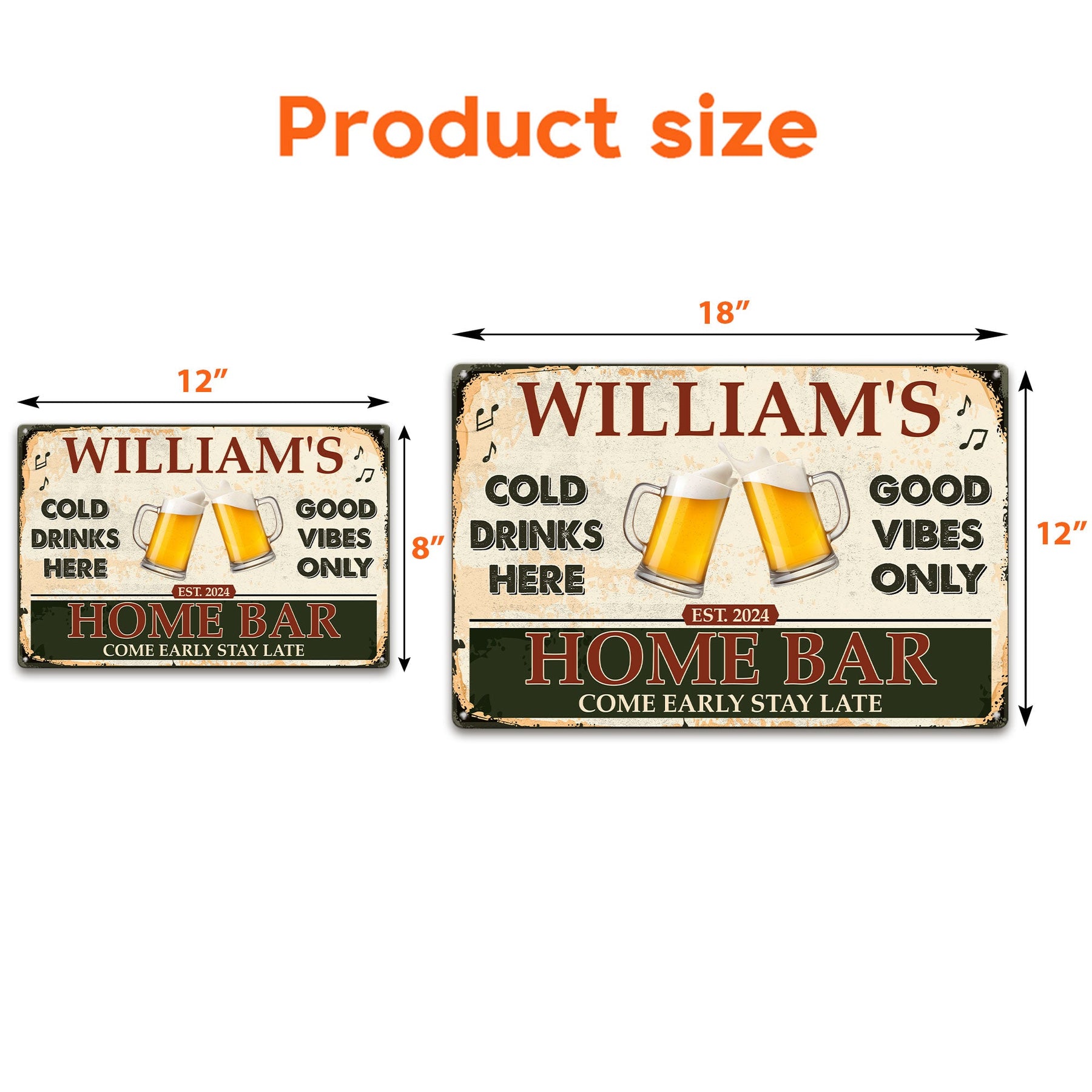 Home Bar - Personalized Metal Sign