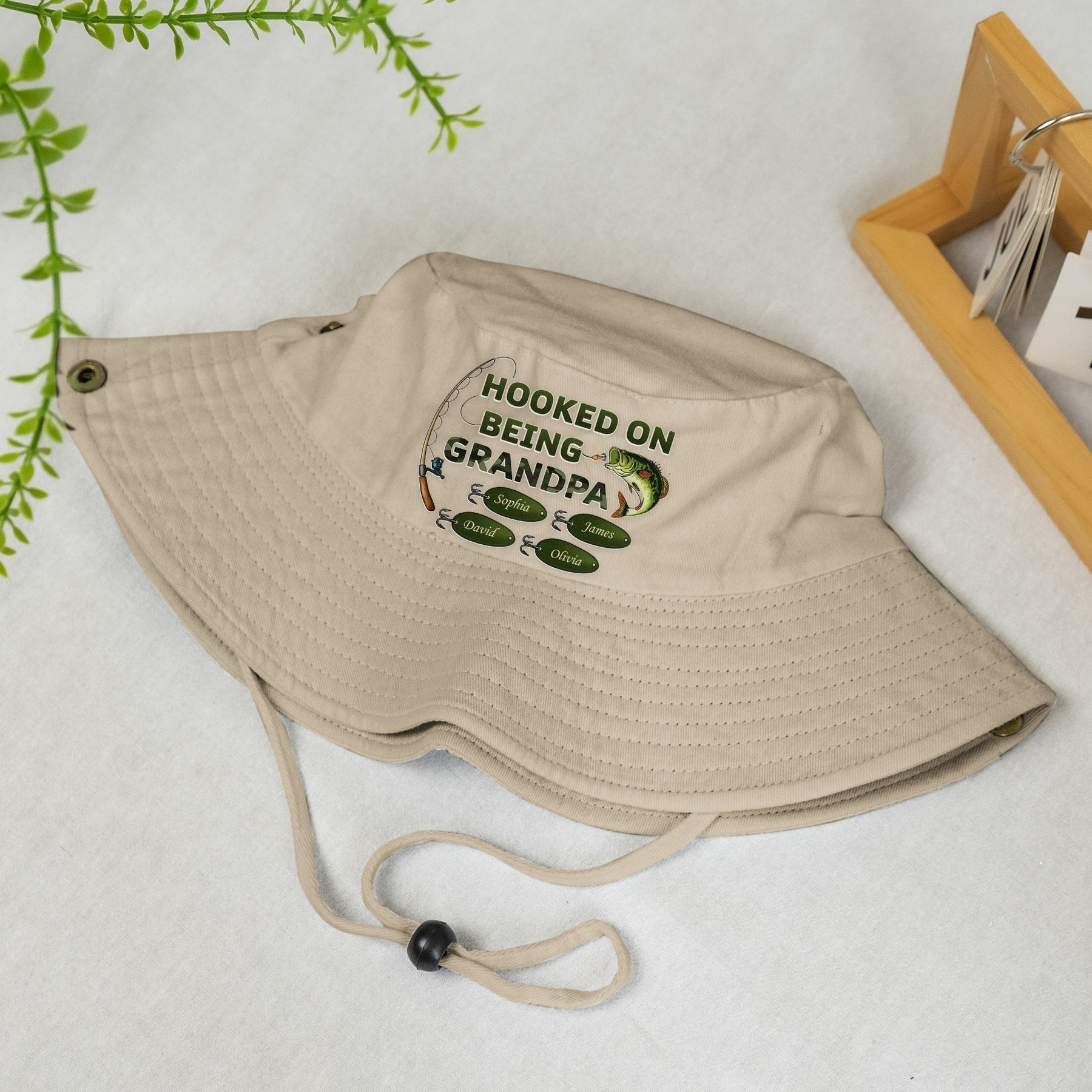 Hooked On Being Grandpa - Personalized Bucket Hat