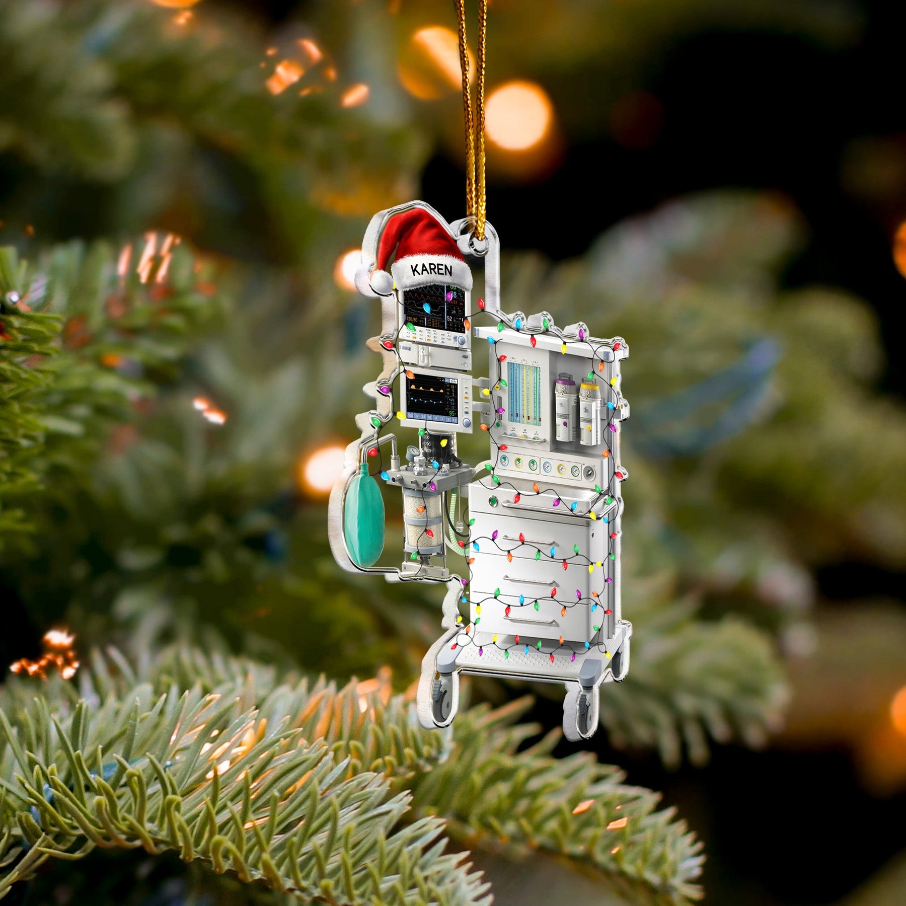 Hospital Machines Flattened Design Gift For Nurse - Personalized Acrylic Ornament