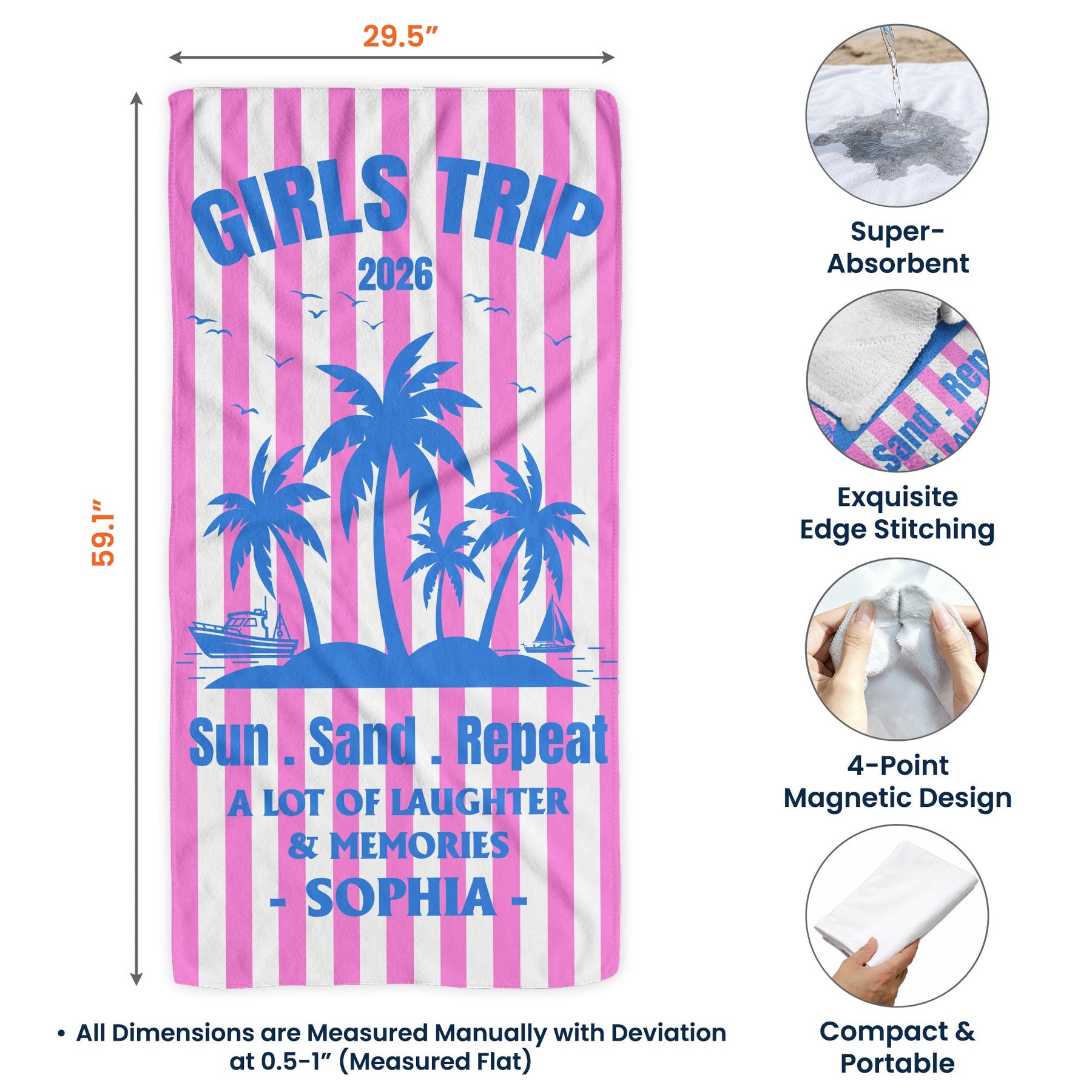 Hot Summer Girls Trip - Personalized Beach Towel