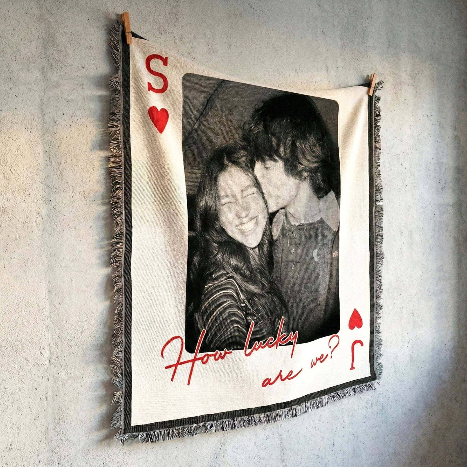 How Lucky Are We? - King & Queen, Romantic Gift For Her, Him - Personalized Photo Woven Blanket