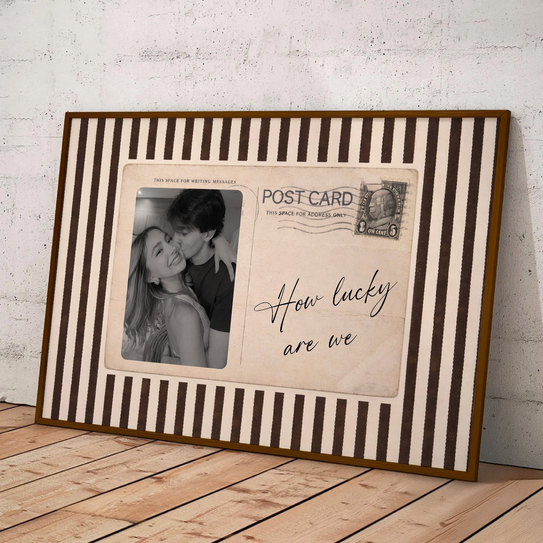 How Lucky Are We Wall Art Vintage Postcard - Personalized Photo Poster