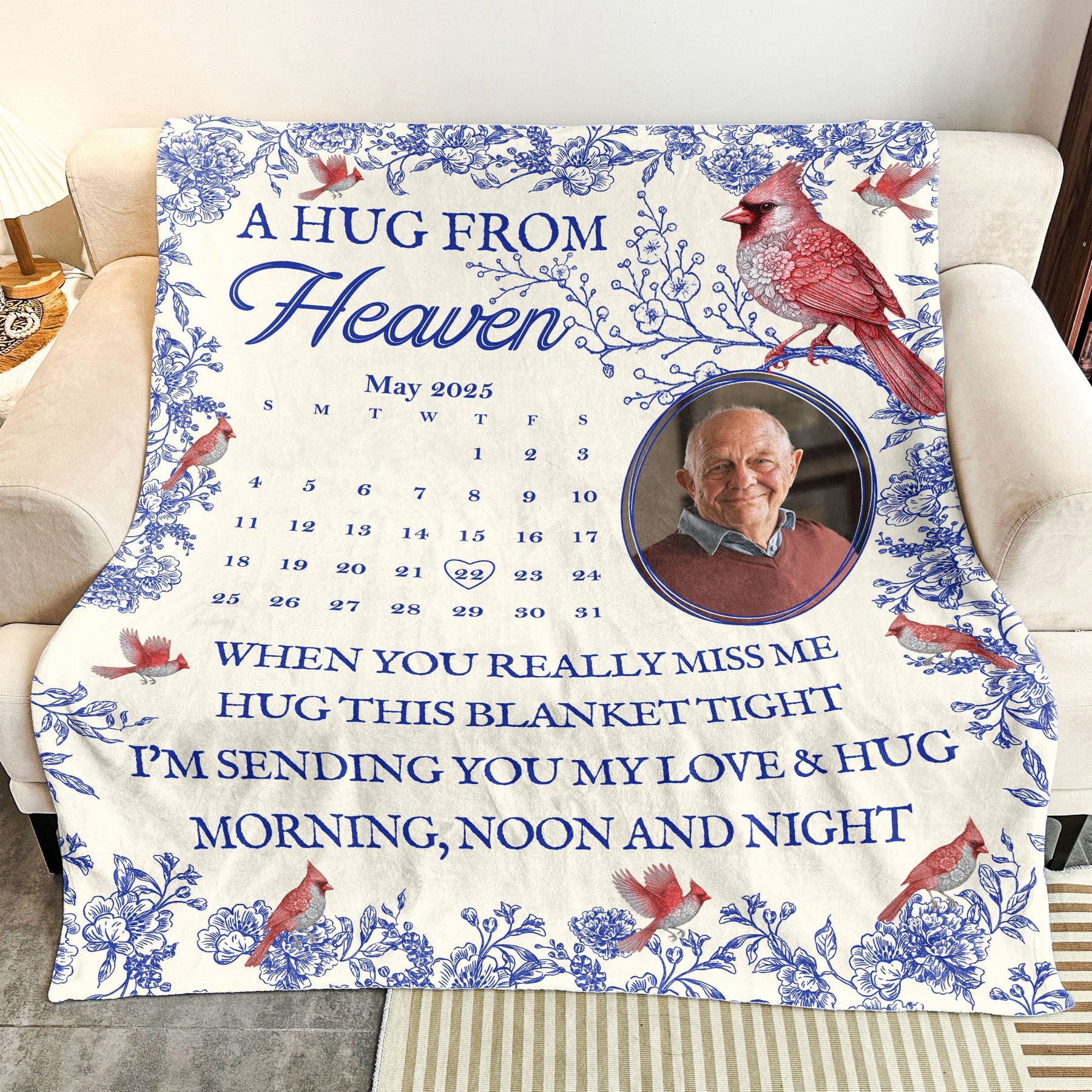 Hug This Blanket Tight I'm Sending You My Love Memorial Blanket - Personalized Photo Blanket