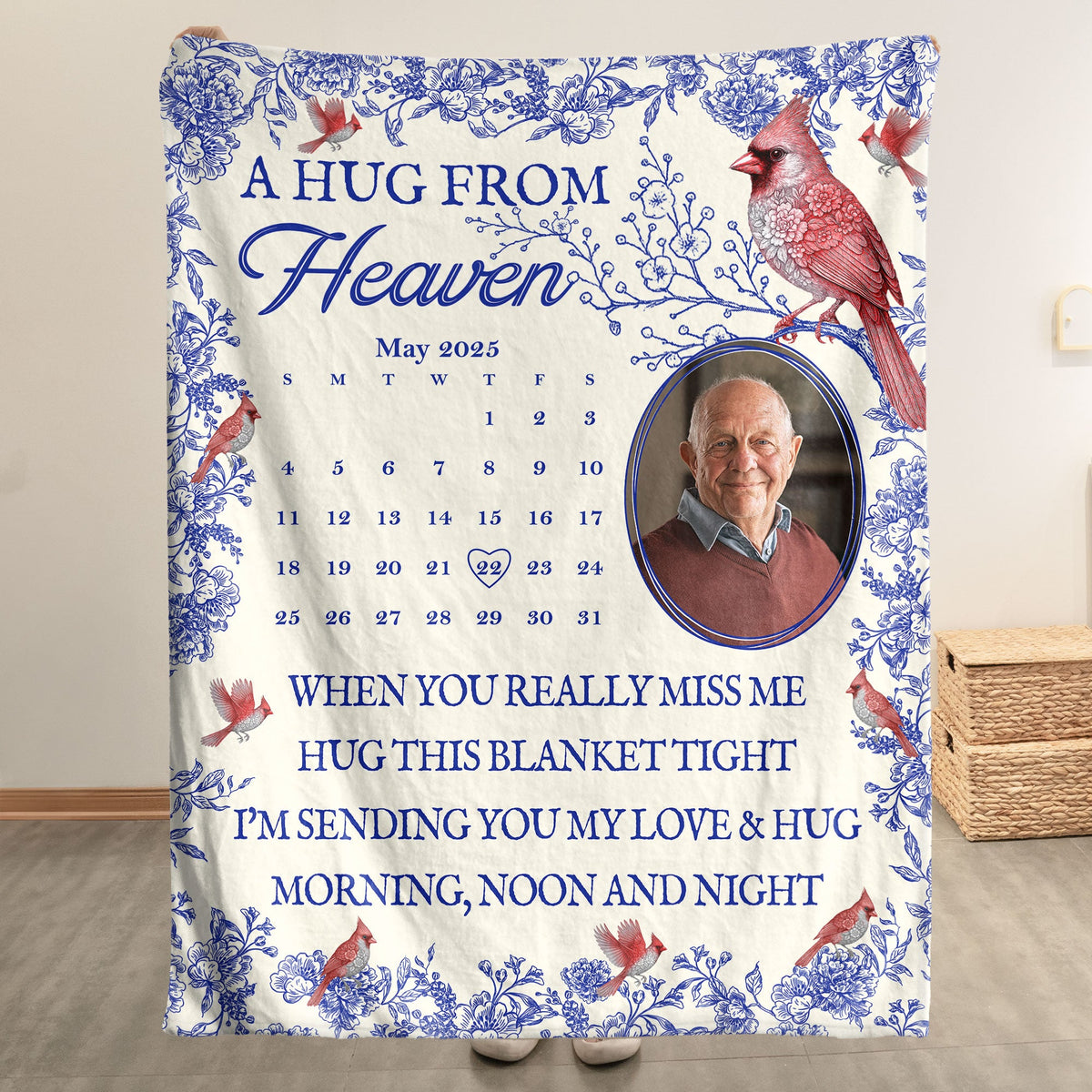 Hug This Blanket Tight I'm Sending You My Love Memorial Blanket - Personalized Photo Blanket