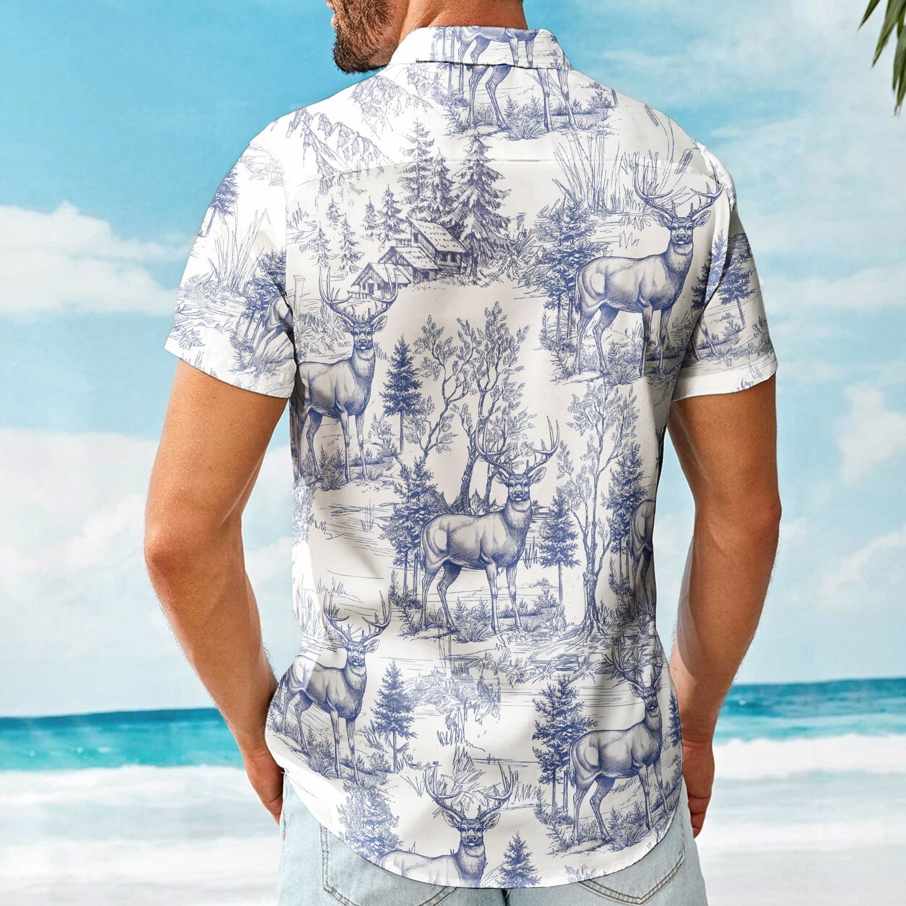 Hunting Fishing Camping Hiking Kayaking Toile De Jouy - Personalized Hawaiian Shirt