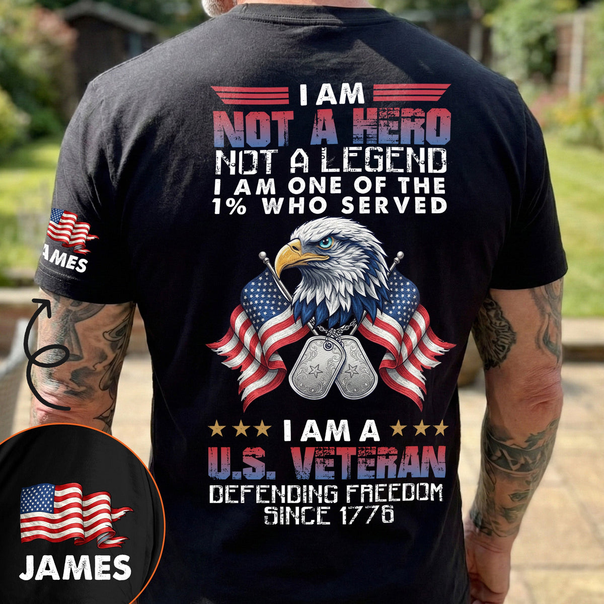 I Am A U.S. Veteran Defending Freedom Since 1776 - Personalized Back Printed Shirt