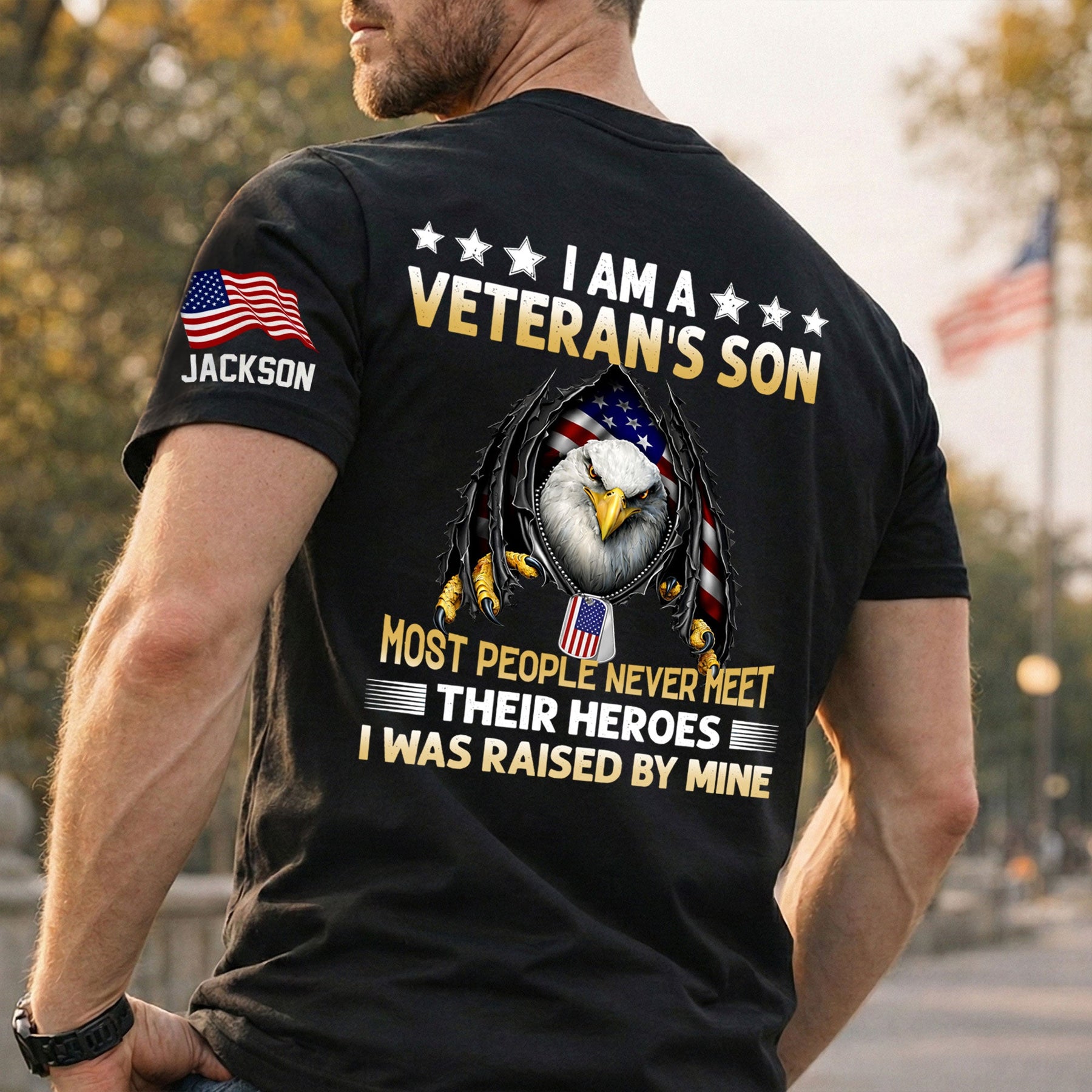 I Am A Veteran’s Son - Personalized Back Printed Shirt