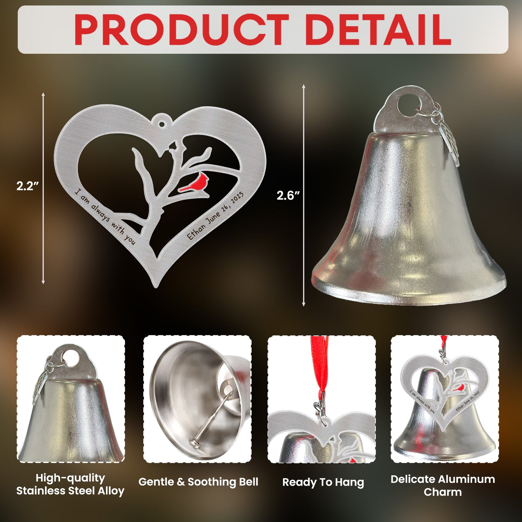 I Am Always With You - Personalized Bell Ornament With Charms