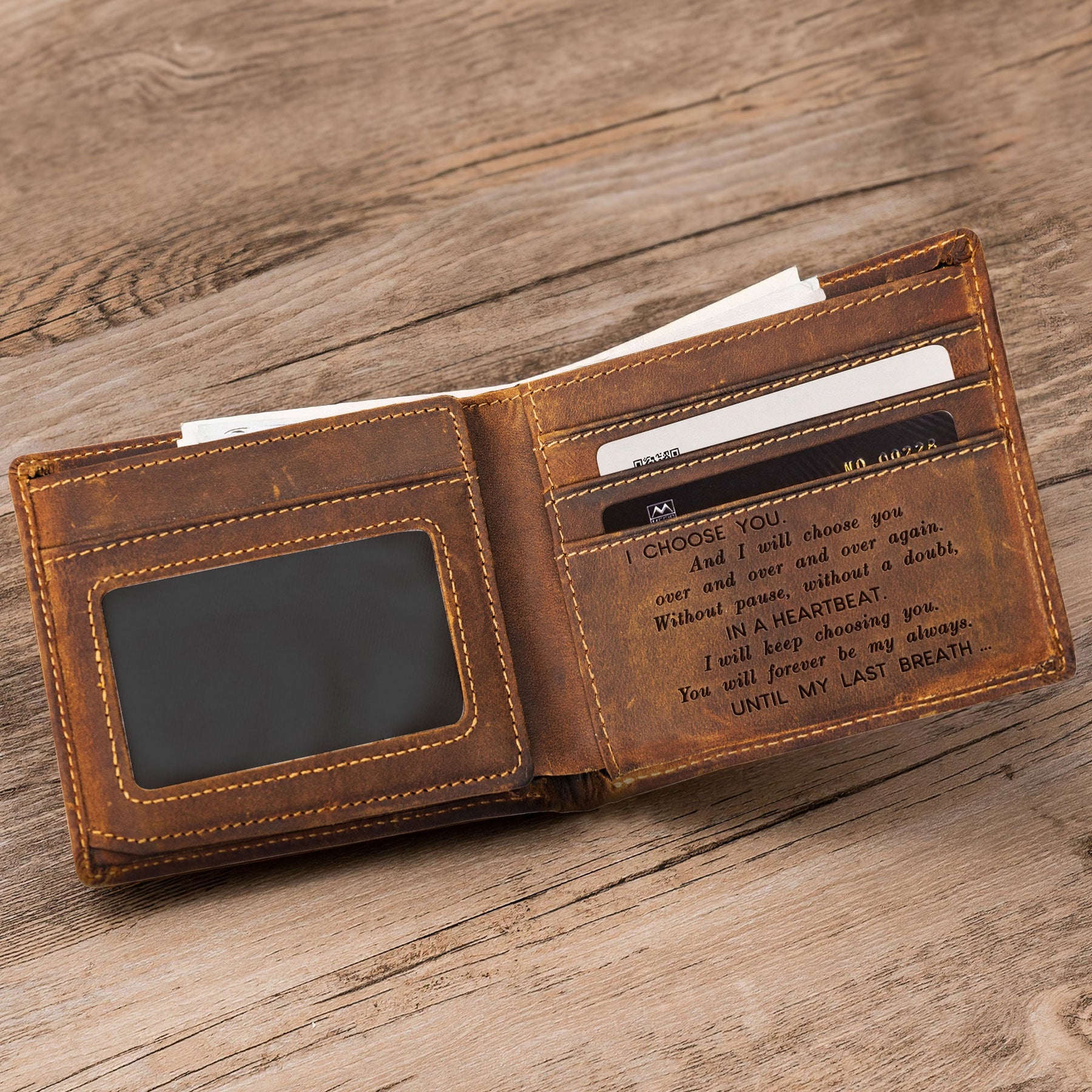I Choose You - Gifts For Husband, Boyfriend, Couples - Personalized Leather Wallet