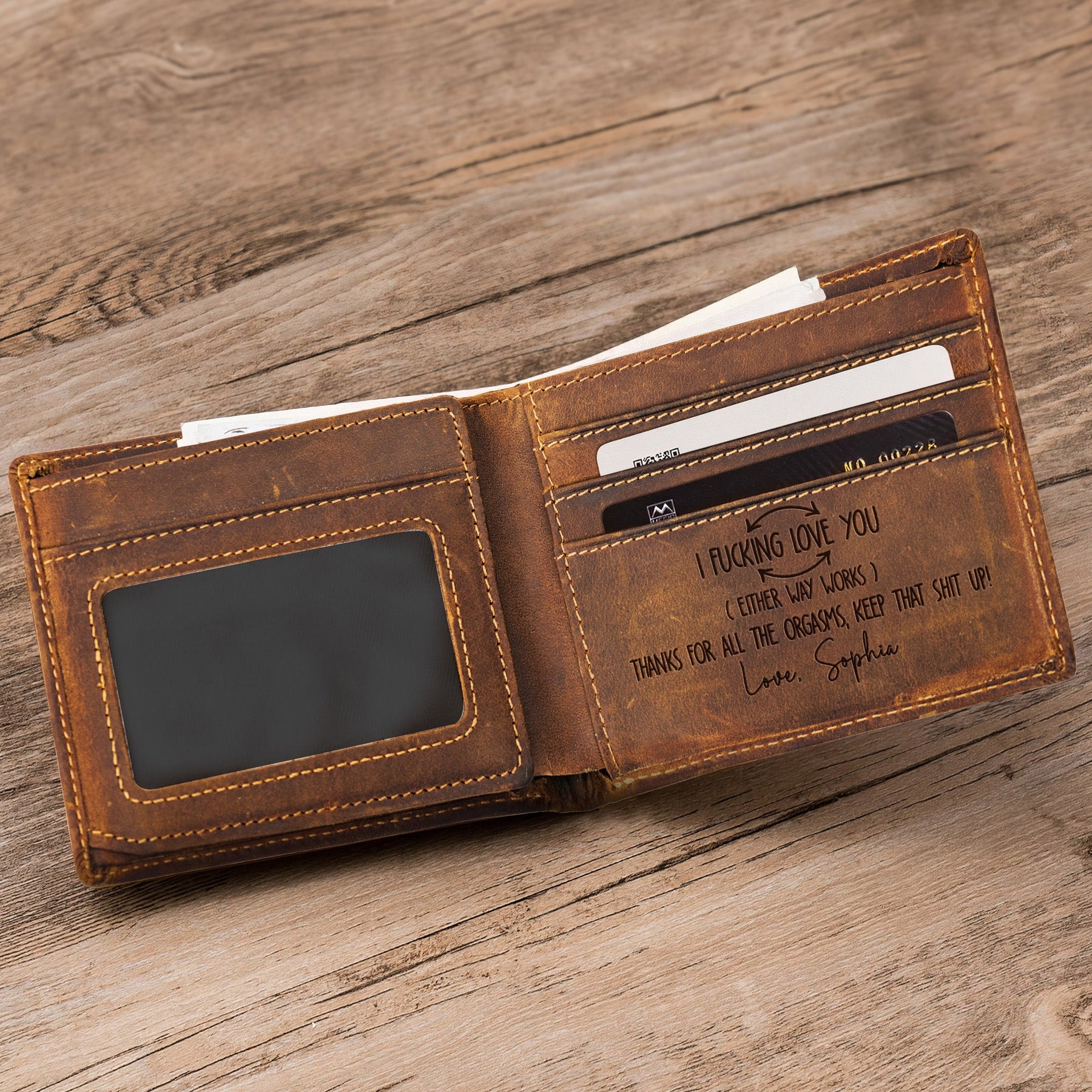 I F*cking Love You Thanks For All The Orgasms Gift For Husband, Boyfriend - Personalized Leather Wallet