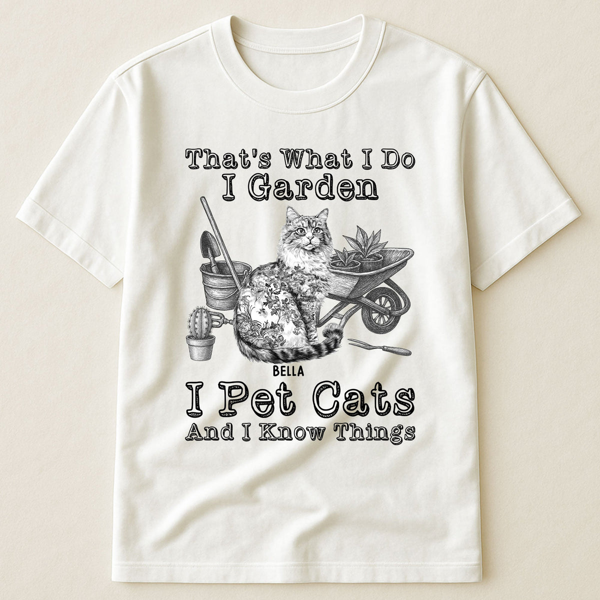 I Garden I Pet Cats - Cat Toile De Jouy Style - Personalized Shirt
