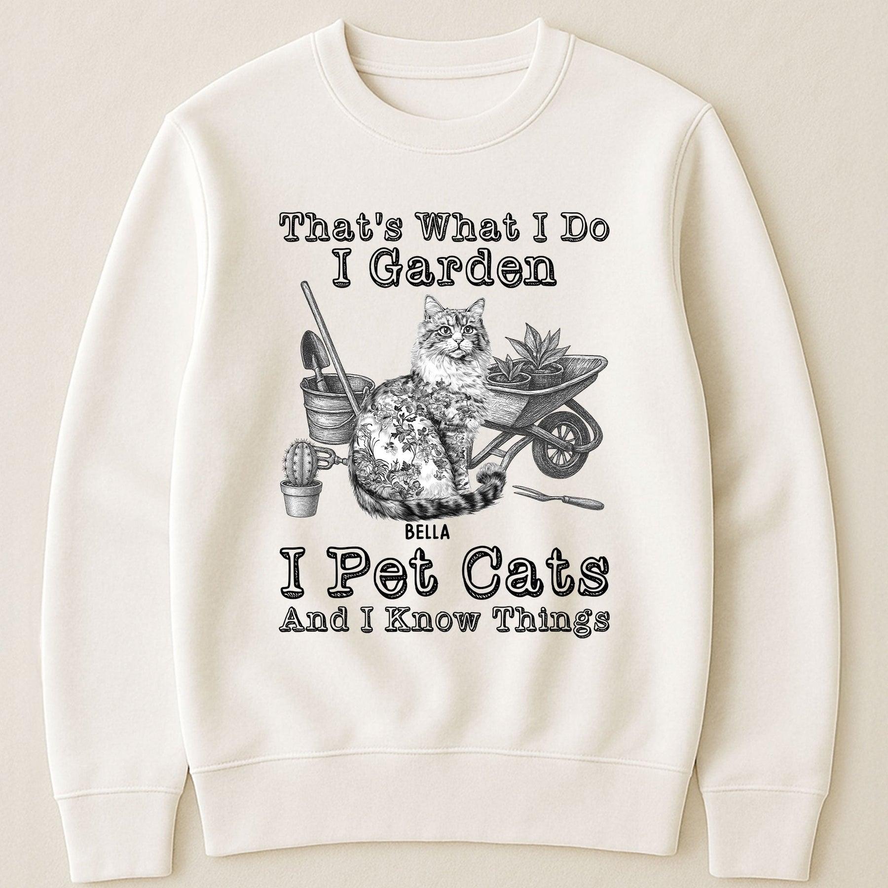I Garden I Pet Cats - Cat Toile De Jouy Style - Personalized Shirt