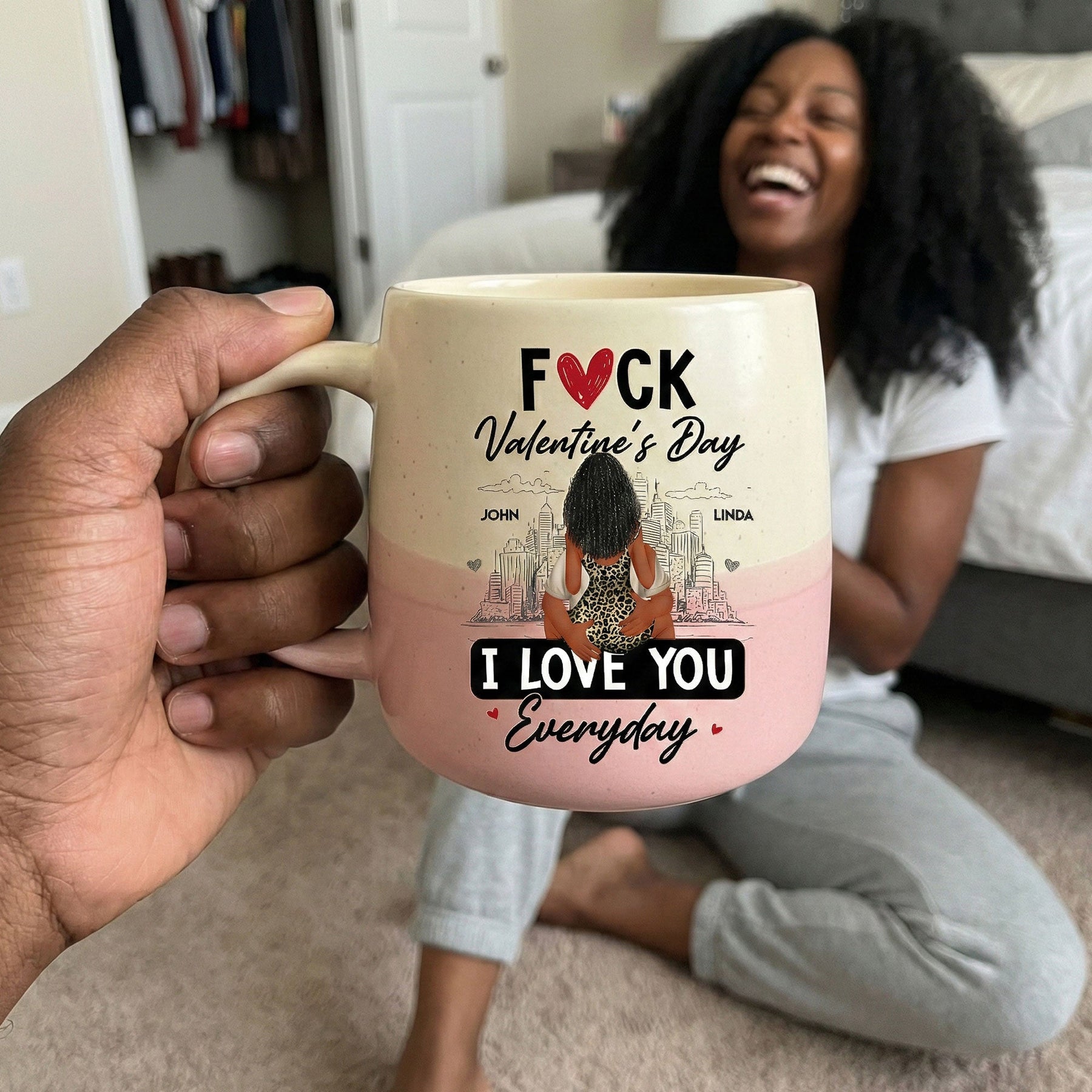 Fuck Valentine's Day I Love You Everyday - Personalized Two-Tone Mug