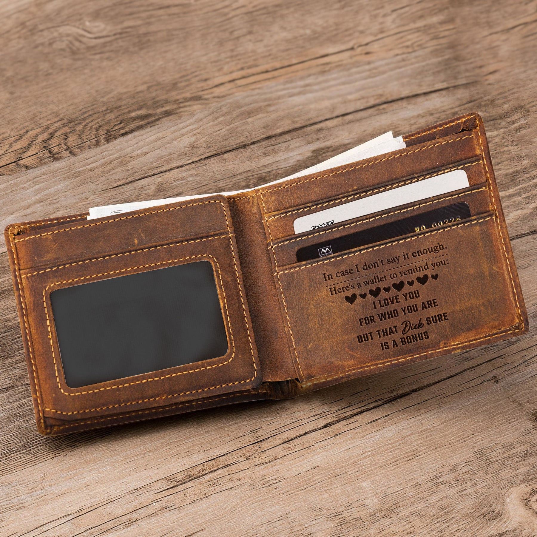 I Love You For Who You Are But That Cock Sure Is A Bonus - Personalized Leather Wallet