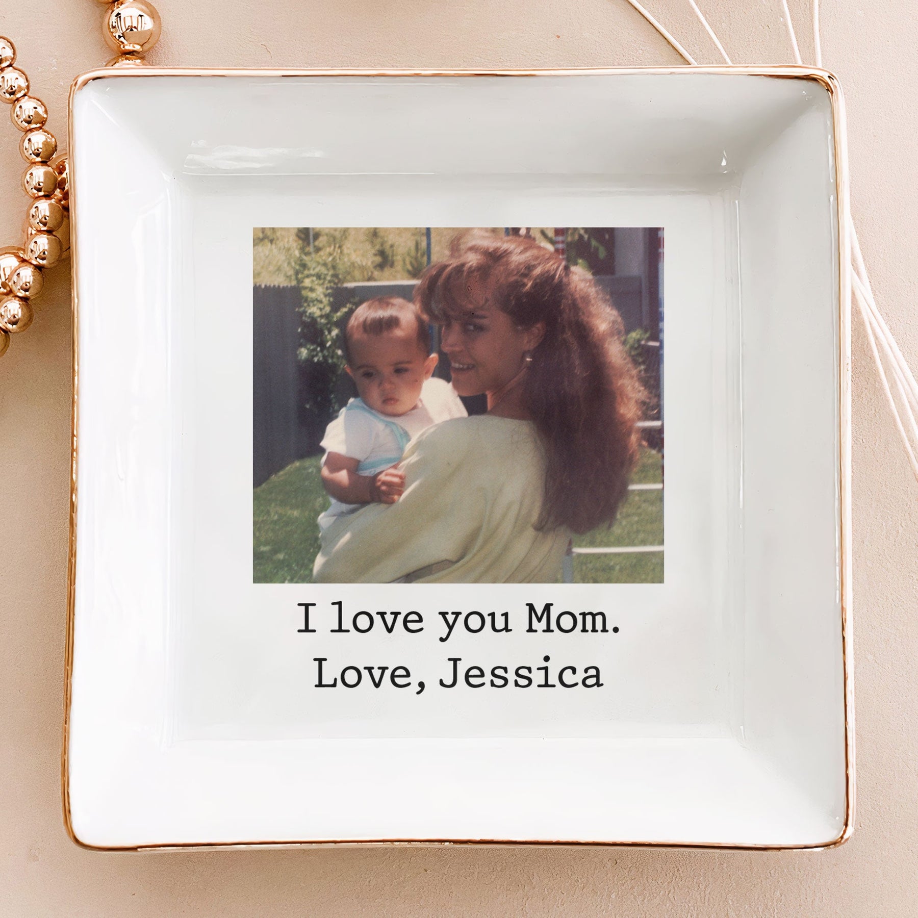I Love You Mom - Personalized Photo Jewelry Dish