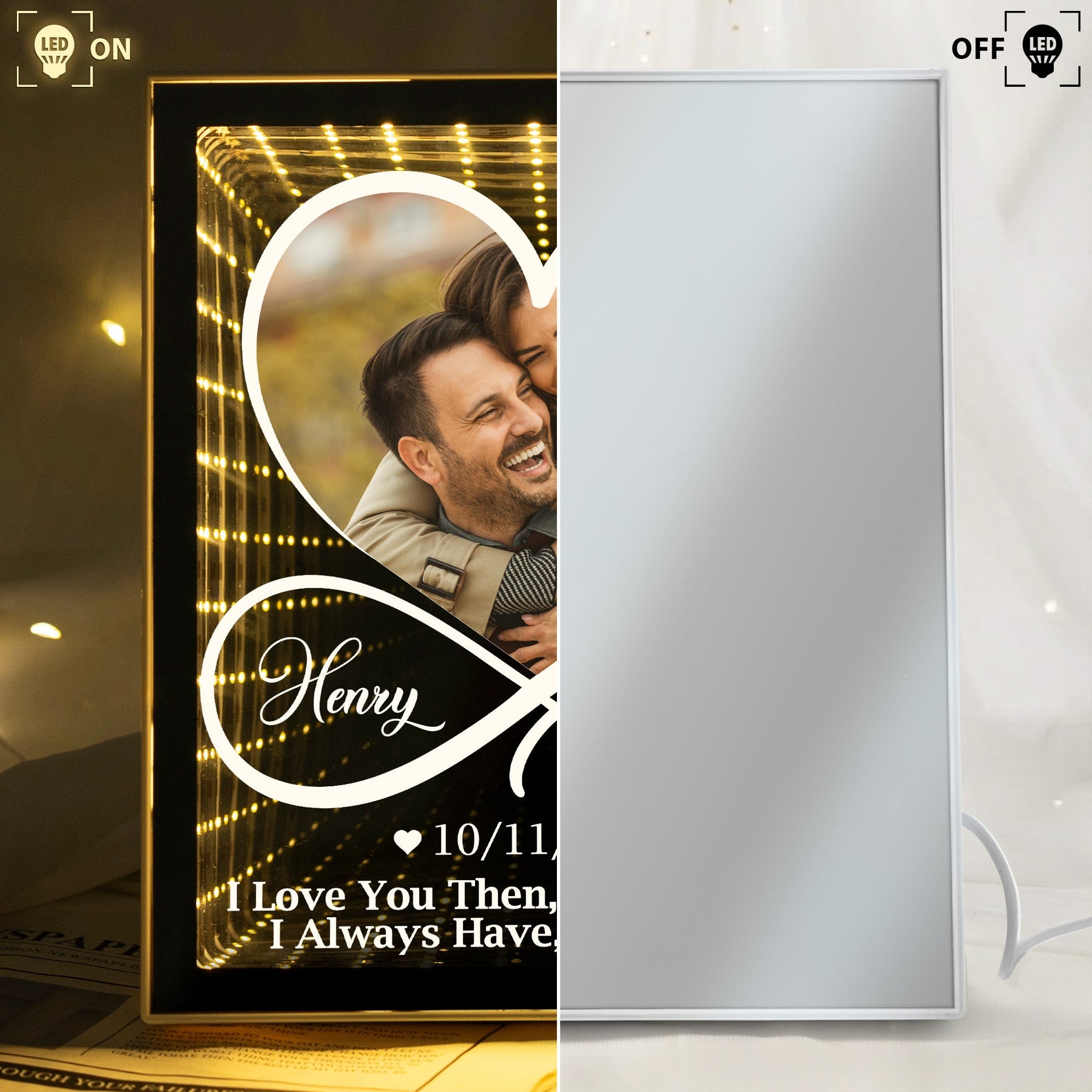 I Love You Then, I Love You Still, I Always Have, I Always Will - Personalized Infinity Mirror Light Photo Box