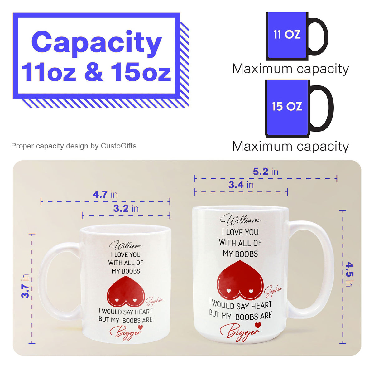 I Love You With All Of My Boobs I Would Say Heart But My Boobs Are Bigger - Personalized Mug
