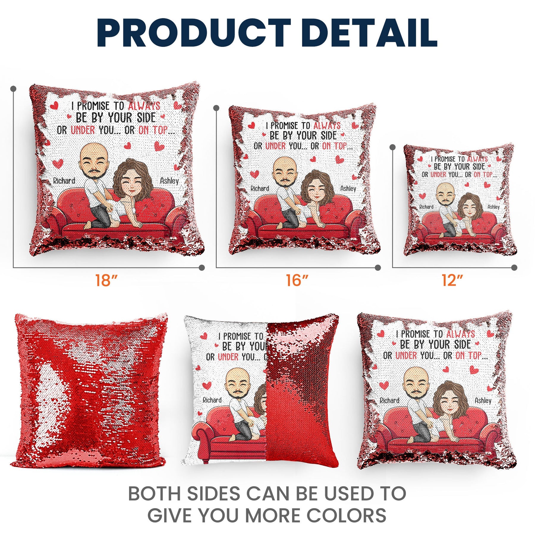 I Promise To Always Be By Your Side - Custom Sequin Pillow