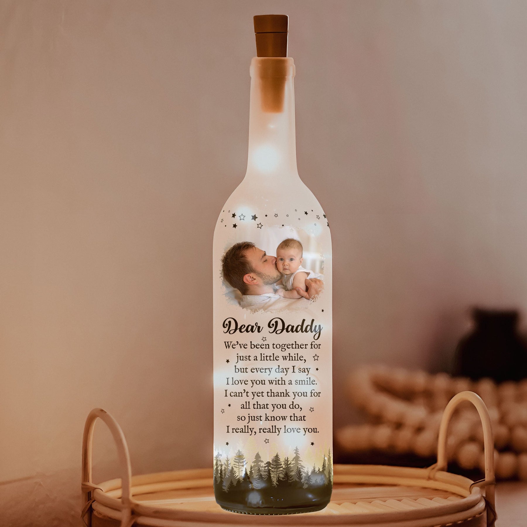 I Really Love You Daddy New Dad Gift - Personalized Photo Bottle Lamp