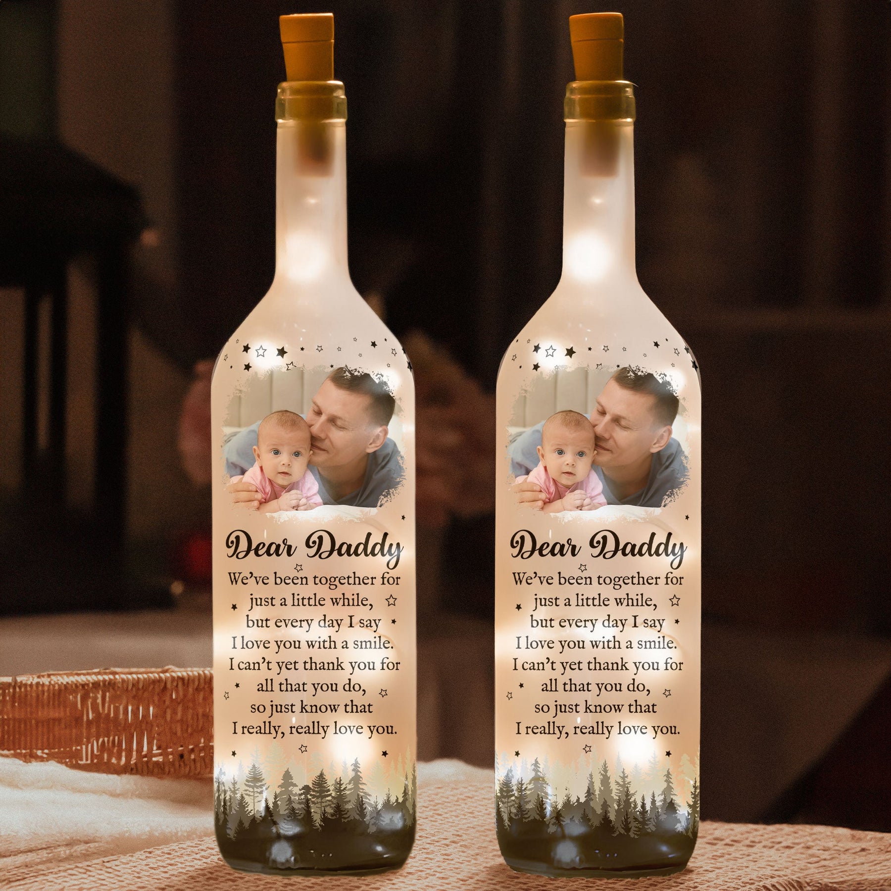 I Really Love You Daddy New Dad Gift - Personalized Photo Bottle Lamp