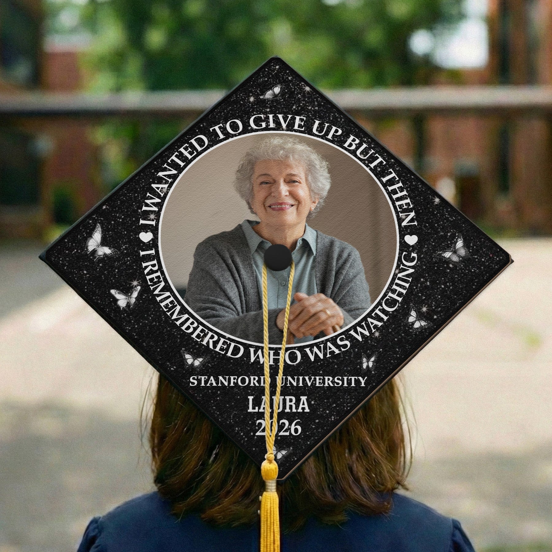 I Remembered Who Was Watching - Personalized Photo Graduation Cap Topper