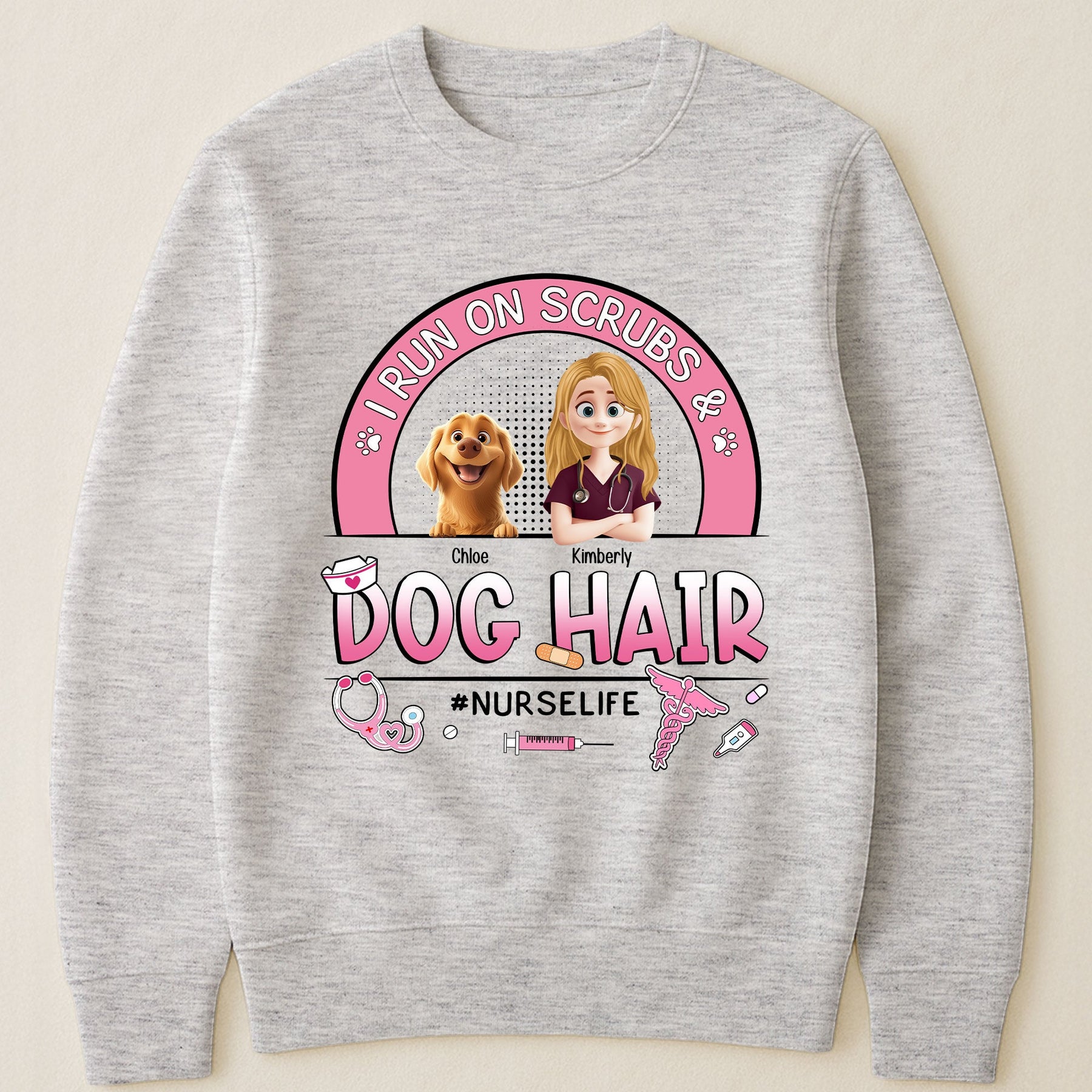 I Run On Scrubs And Dog Hair Nurse Gift - Personalized Shirt