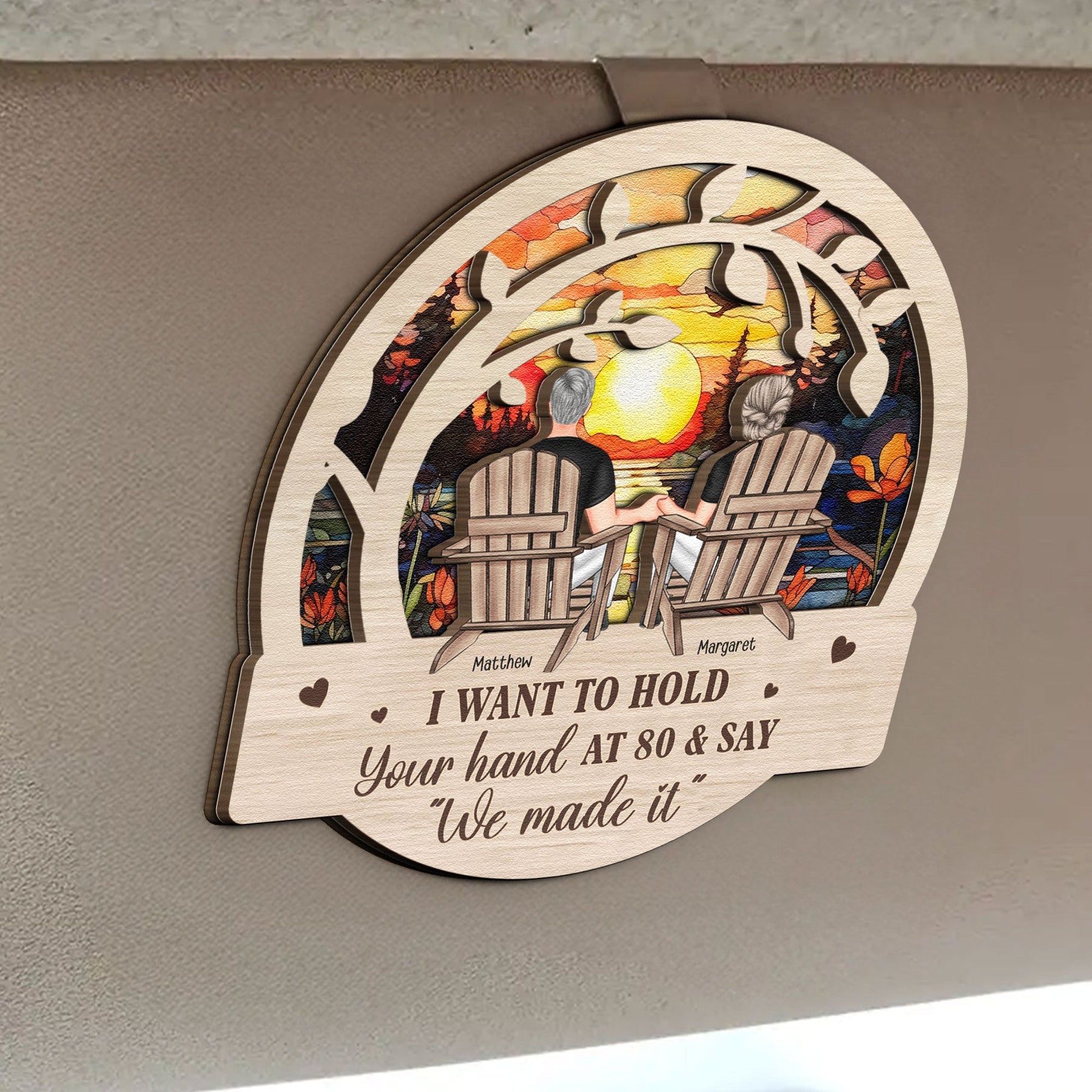 I Want To Hold Your Hand At 80 And Say - Personalized Wooden Car Visor Clip