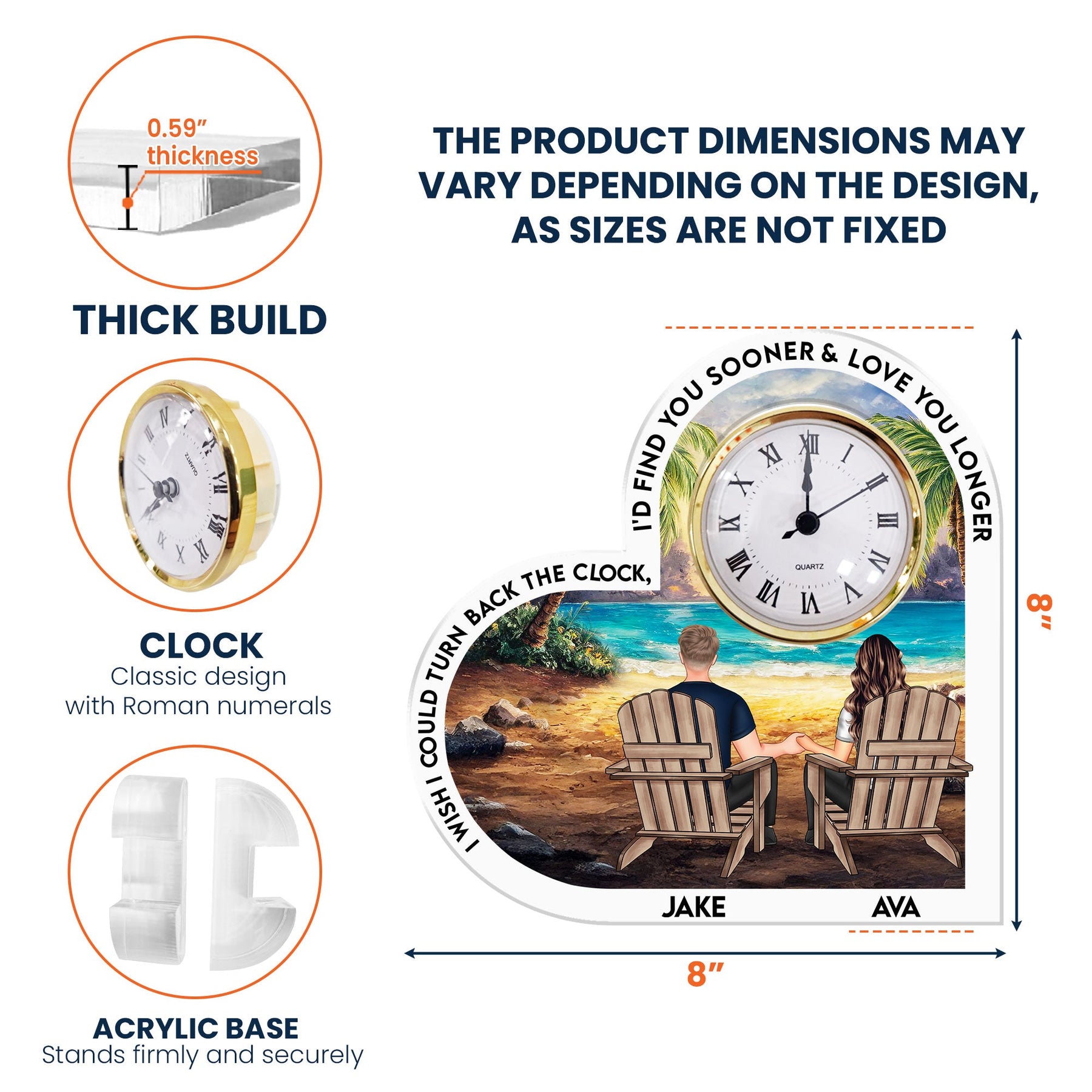 I Wish I Could Turn Back The Clock Couple Anniversary Gift - Personalized Acrylic Desk Clock