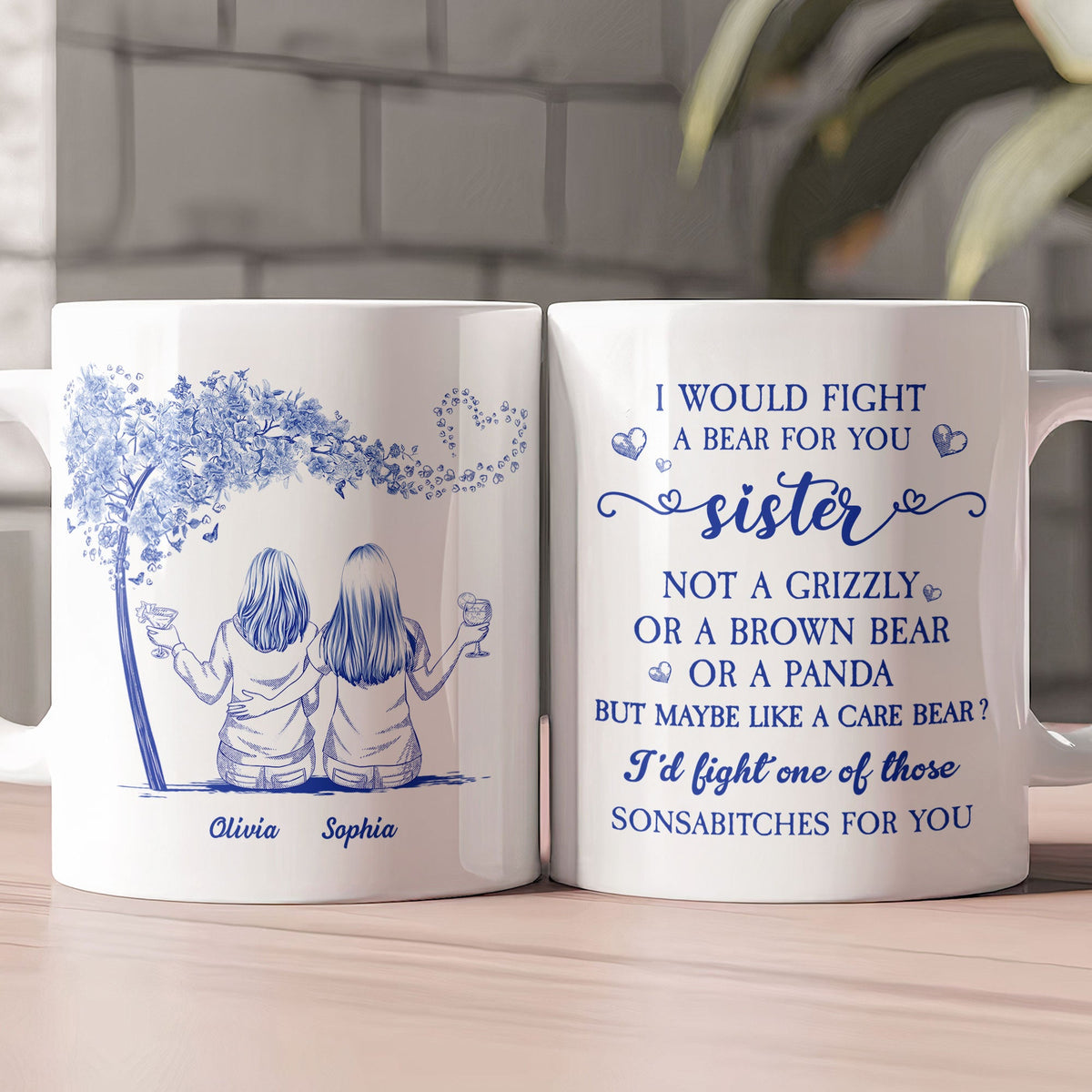 I Would Fight A Bear For You Toile De Jouy - Personalized Mug
