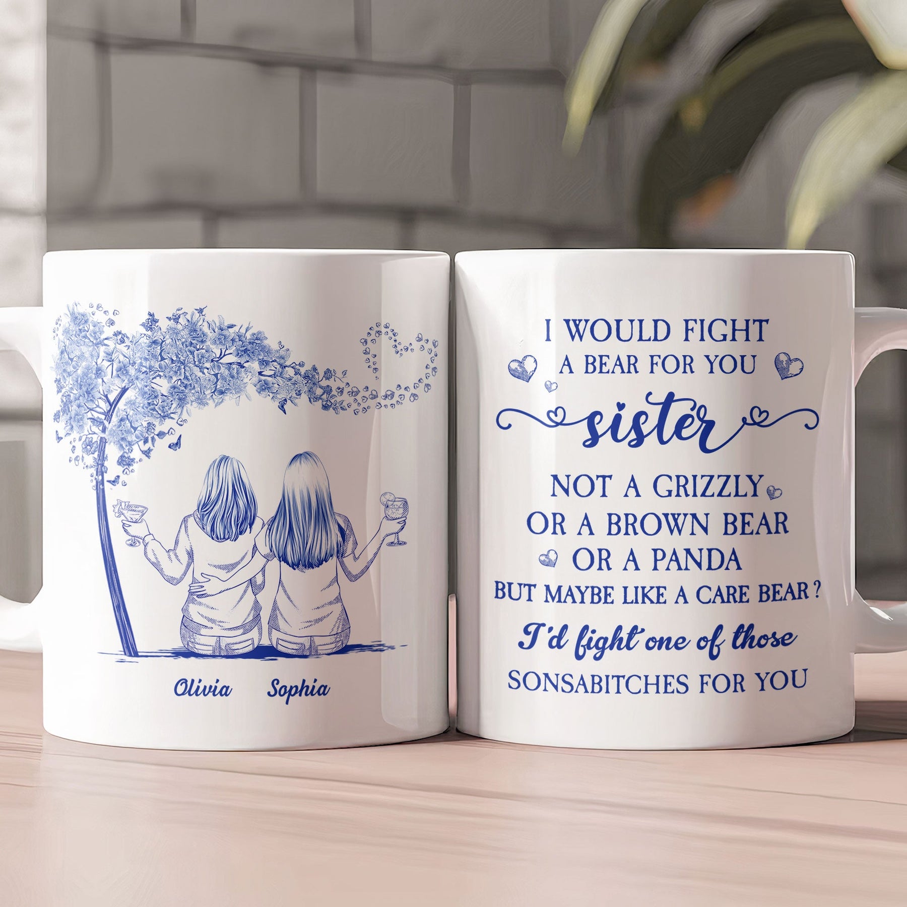 I Would Fight A Bear For You Toile De Jouy - Personalized Mug