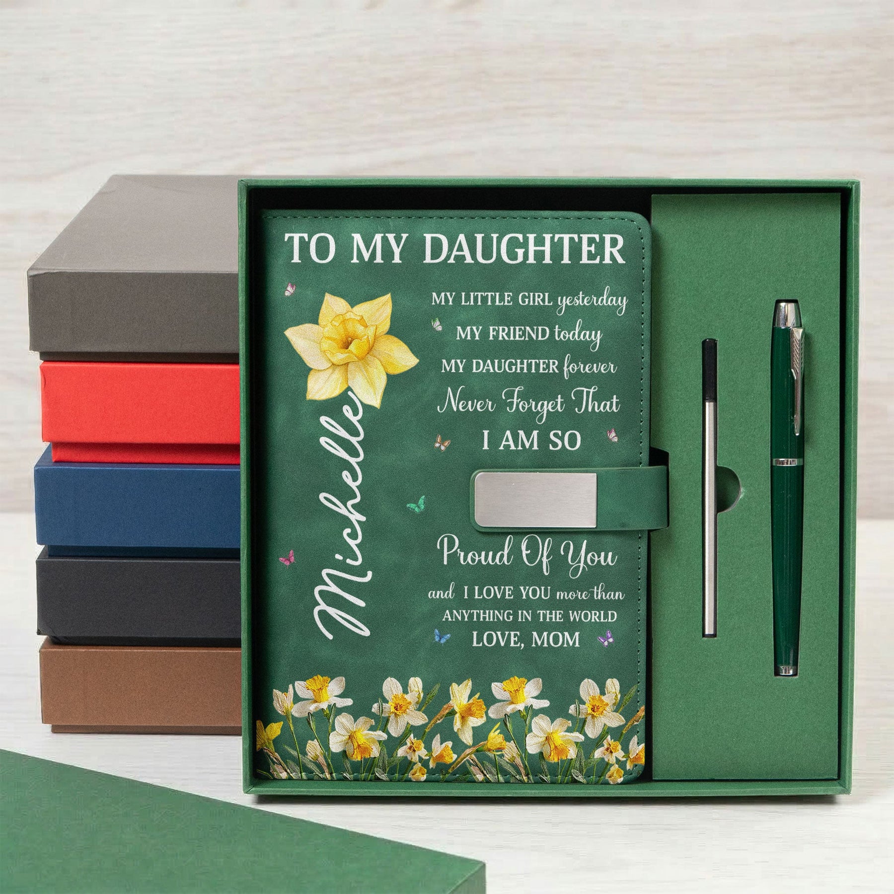 I Am So Proud Of You And I Love You Gift For Daughter - Personalized Notebook Set