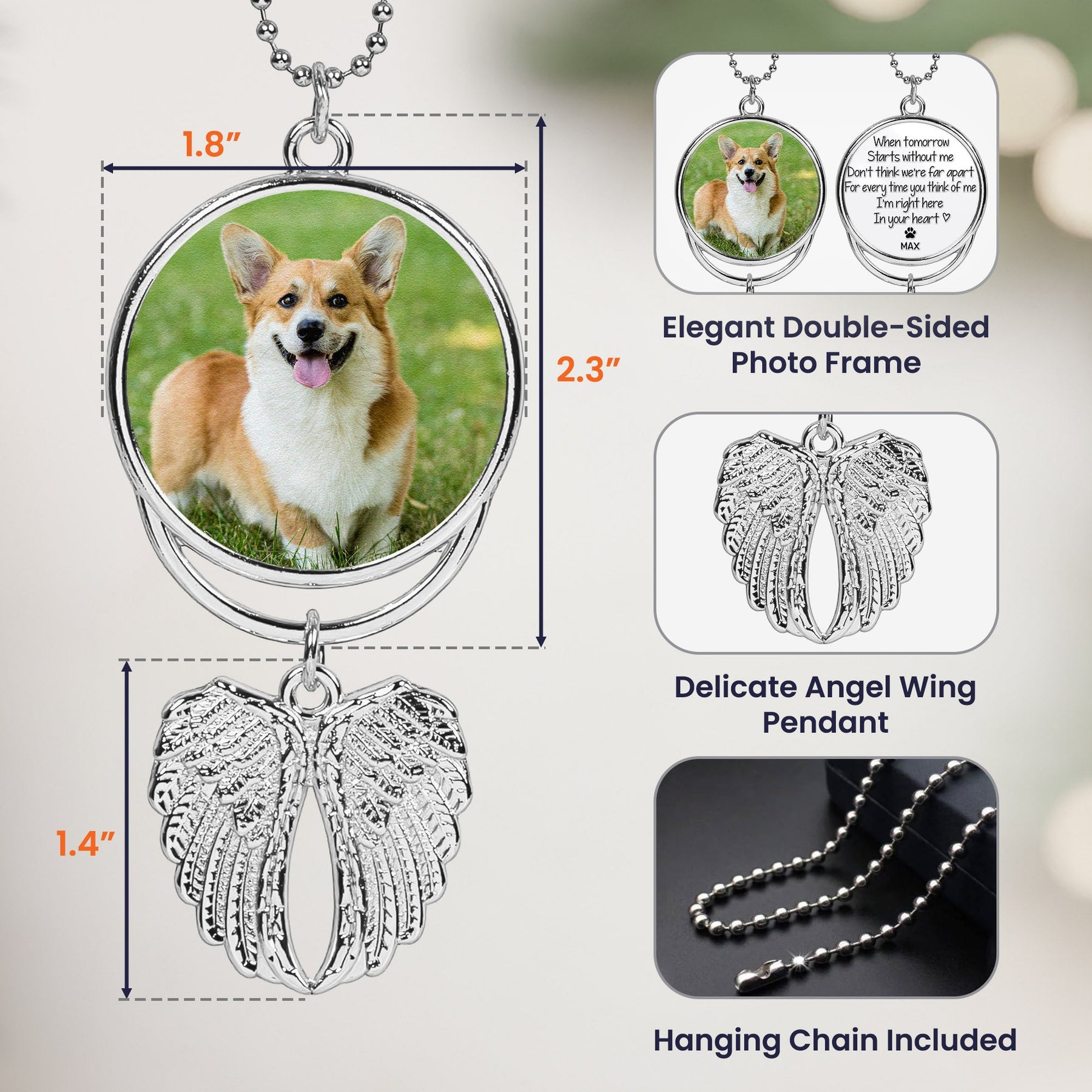 I’m Right Here In Your Heart - Custom Angel Wings Photo Ornament