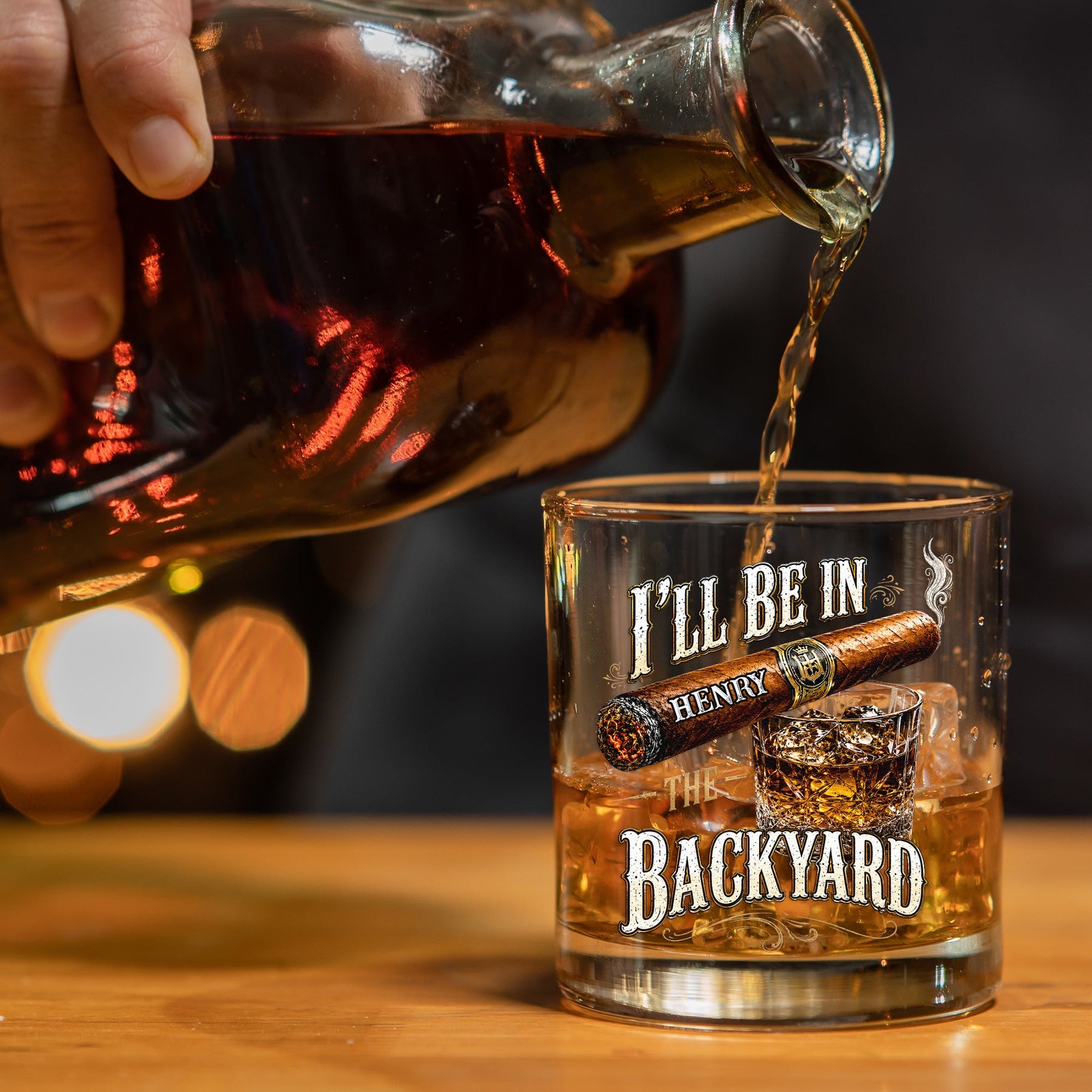 I’ll Be In The Backyard - Funny Gifts For Him, Husband, Grandpa, Dad - Personalized Whiskey Glass