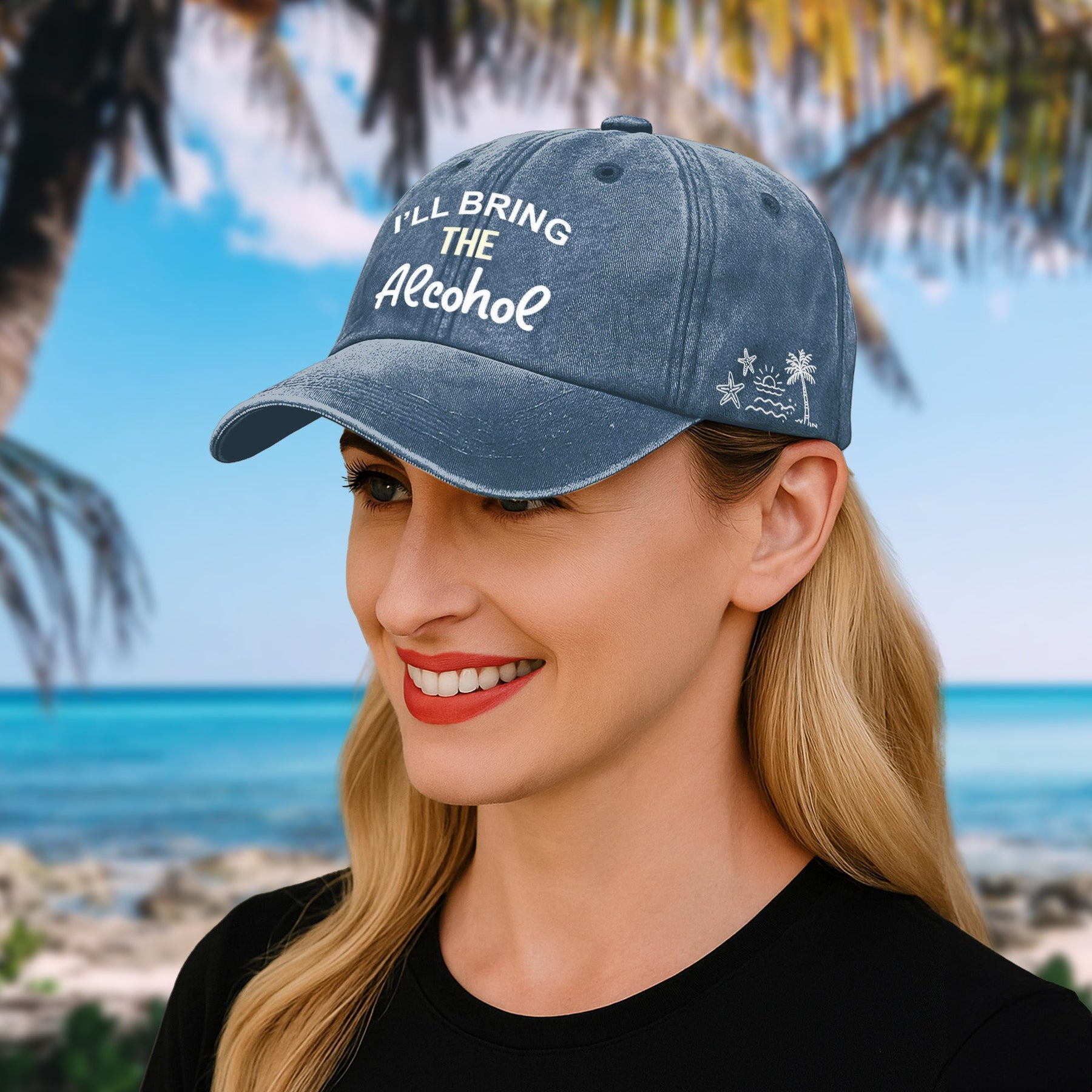 I'll Bring The Bad Decisions, Alcohol, Bail Money Girls Trip - Personalized Distressed Denim Cap