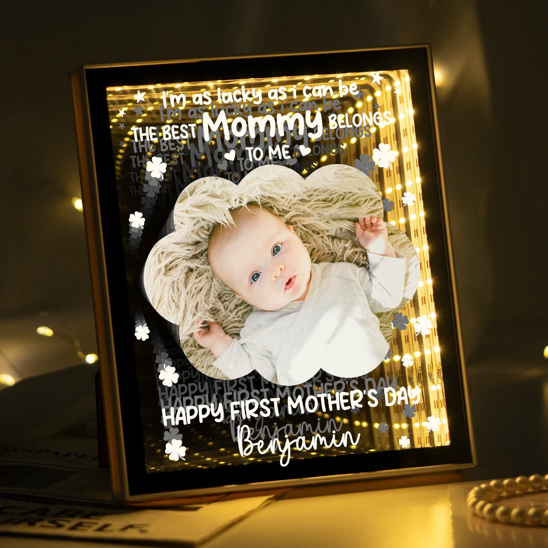 I'm As Lucky As Can Be - Personalized Infinity Mirror Light Box