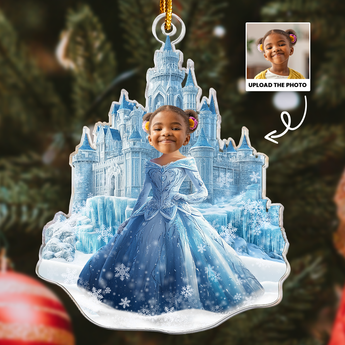 Ice Princess - Custom Face Ornament Gifts For Daughter, Girl, Kids - Personalized Acrylic Photo Ornament - Gift For Daughter