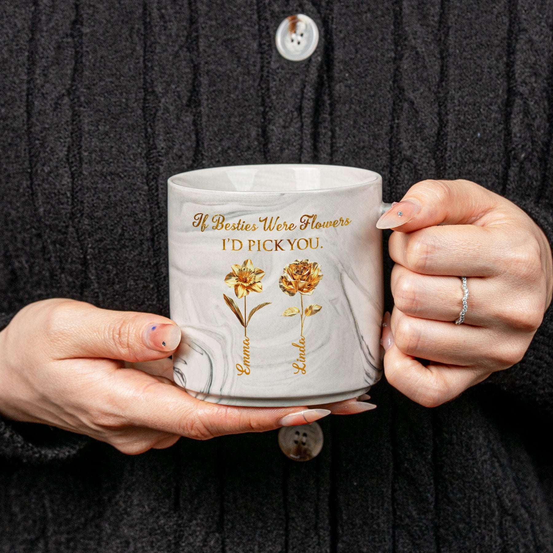 If Besties Were Flowers I'd Pick You - Personalized Marble Mug