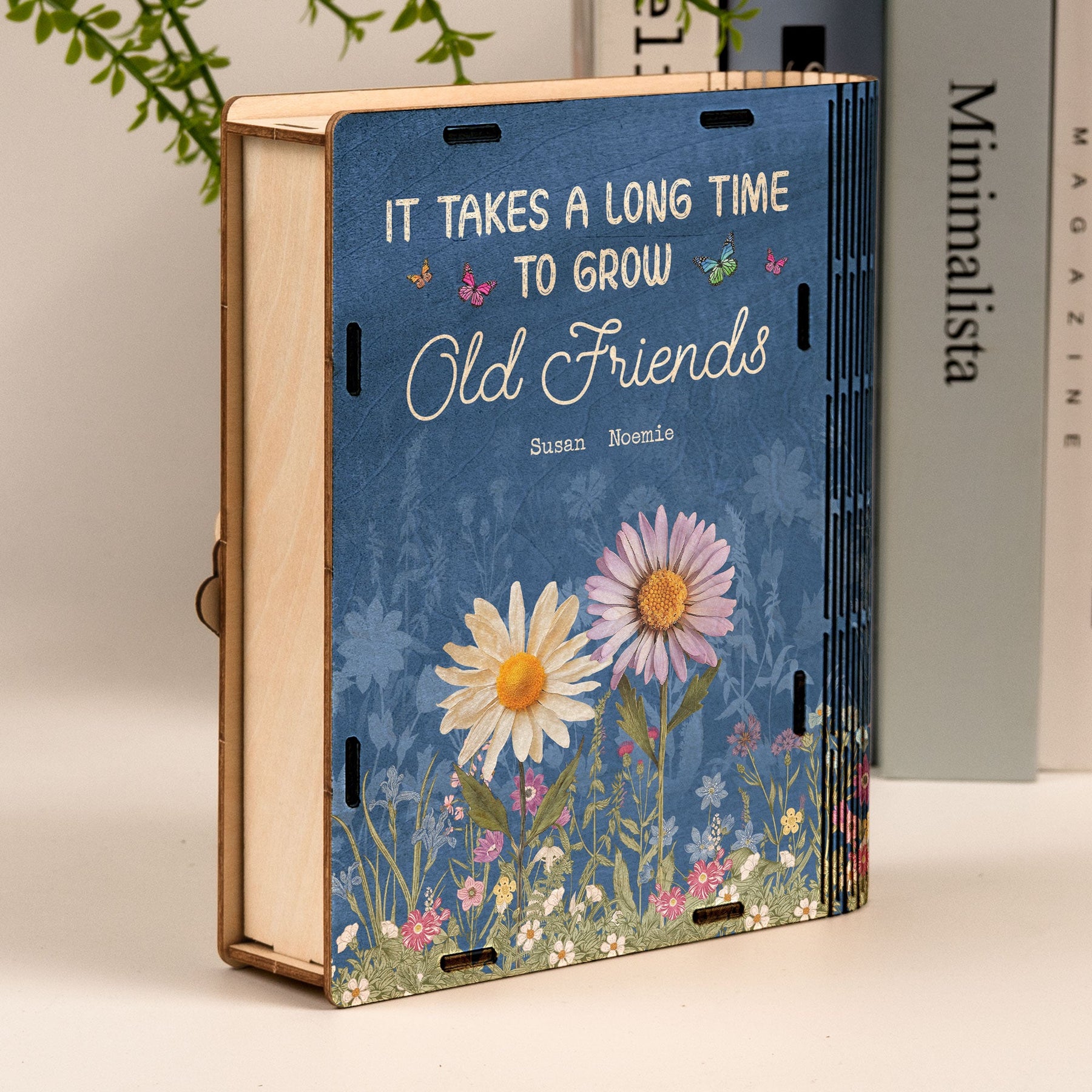 If Friends Were Flowers I'd Pick You - Personalized Wooden Book Box