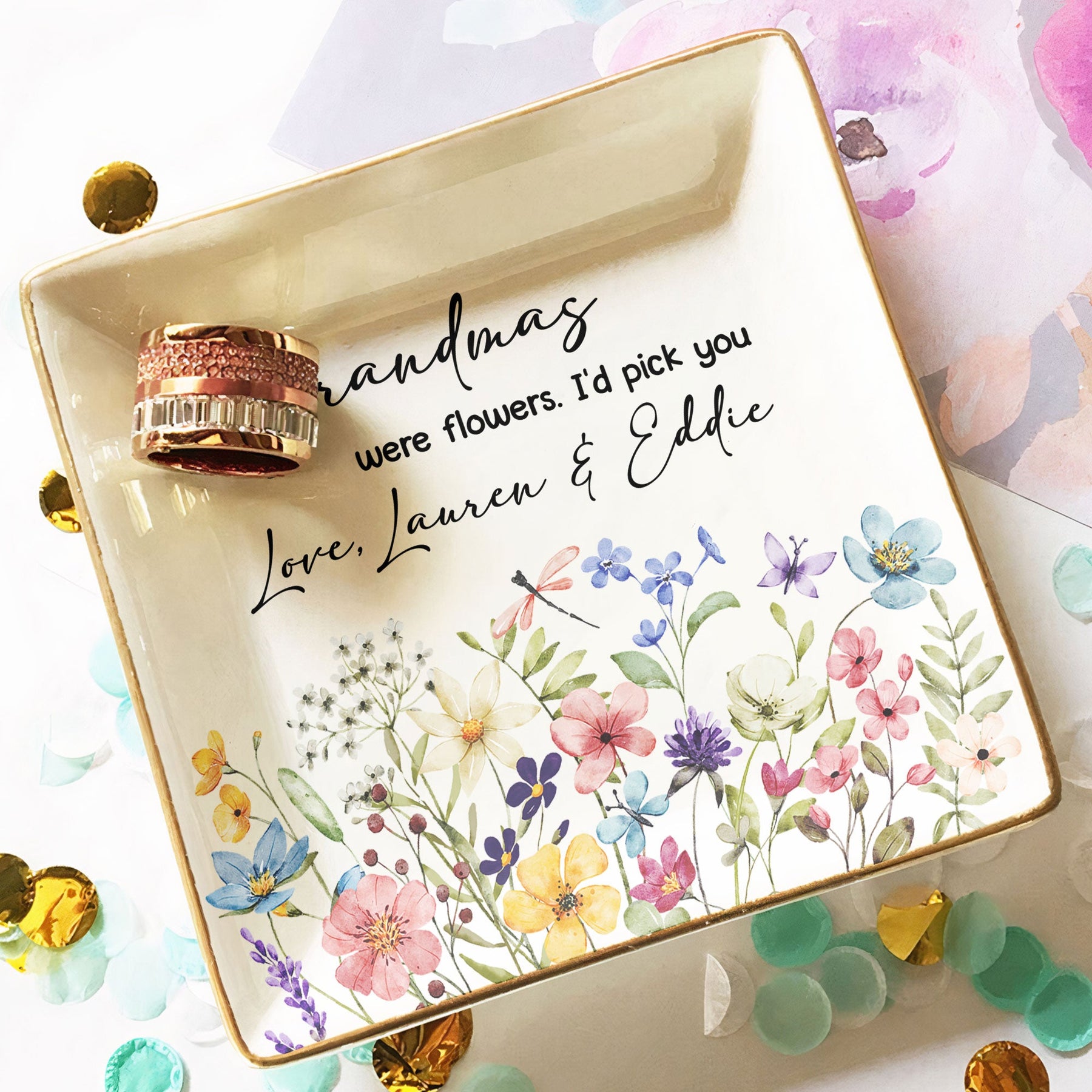 If Grandmas Were Flowers I'd Pick You - Personalized Jewelry Dish
