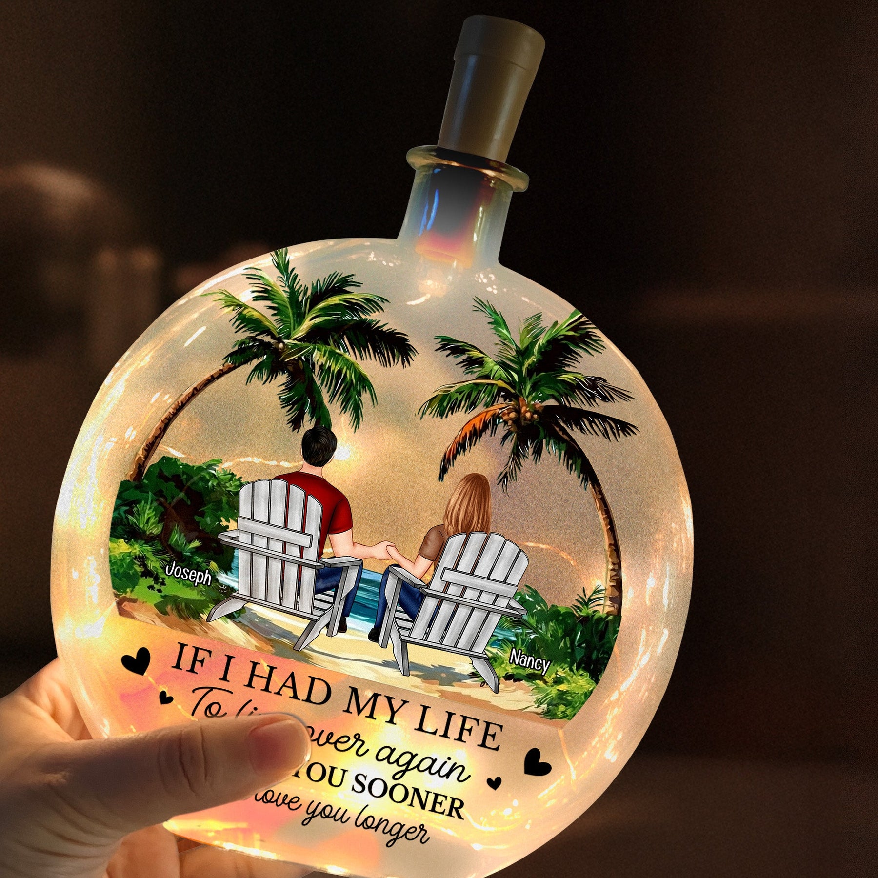 If I Had My Life To Live Over Again I’d Find You Sooner And Love You Longer - Personalized Night Light