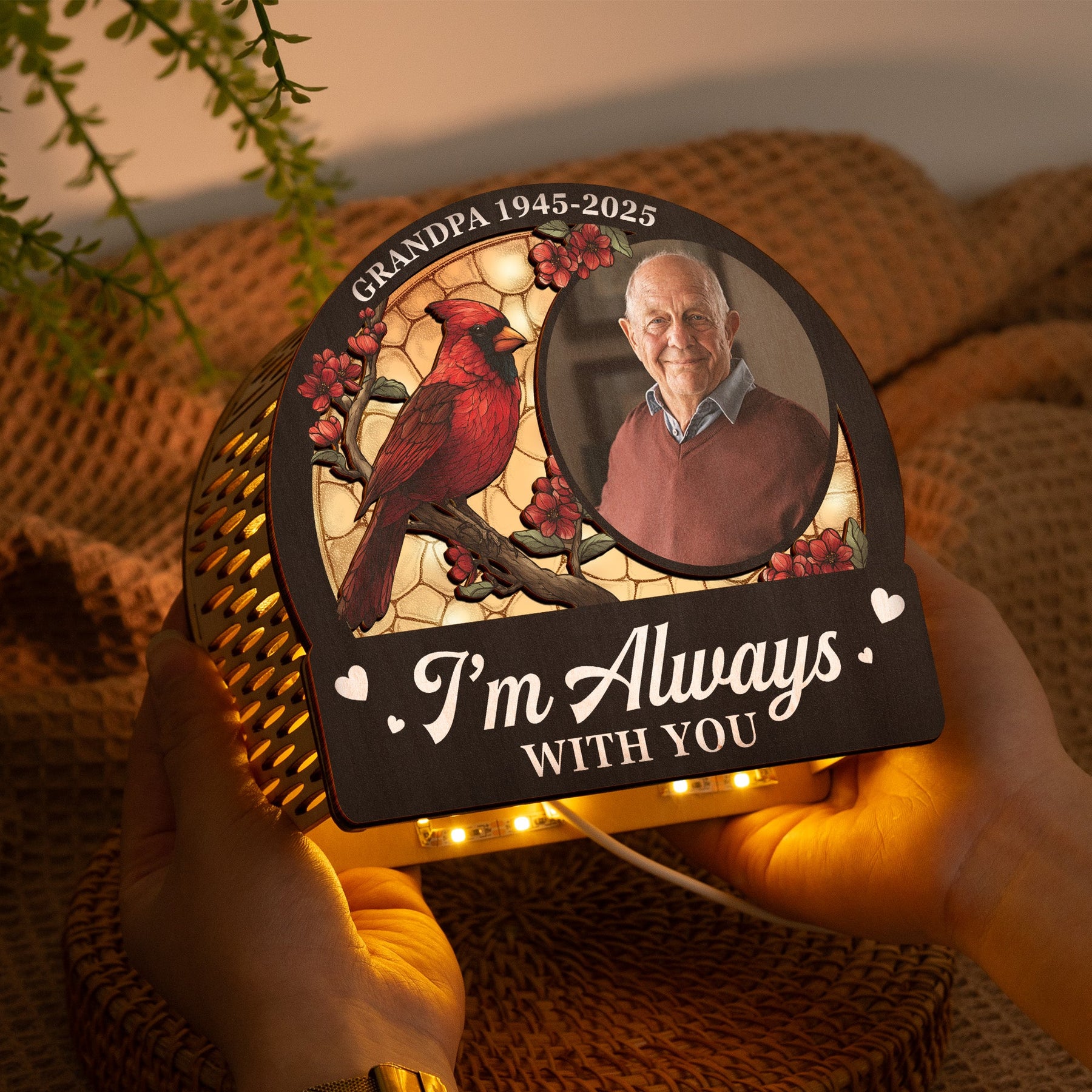 I'm Always With You Memorial Gift - Personalized Photo Lantern Night Light
