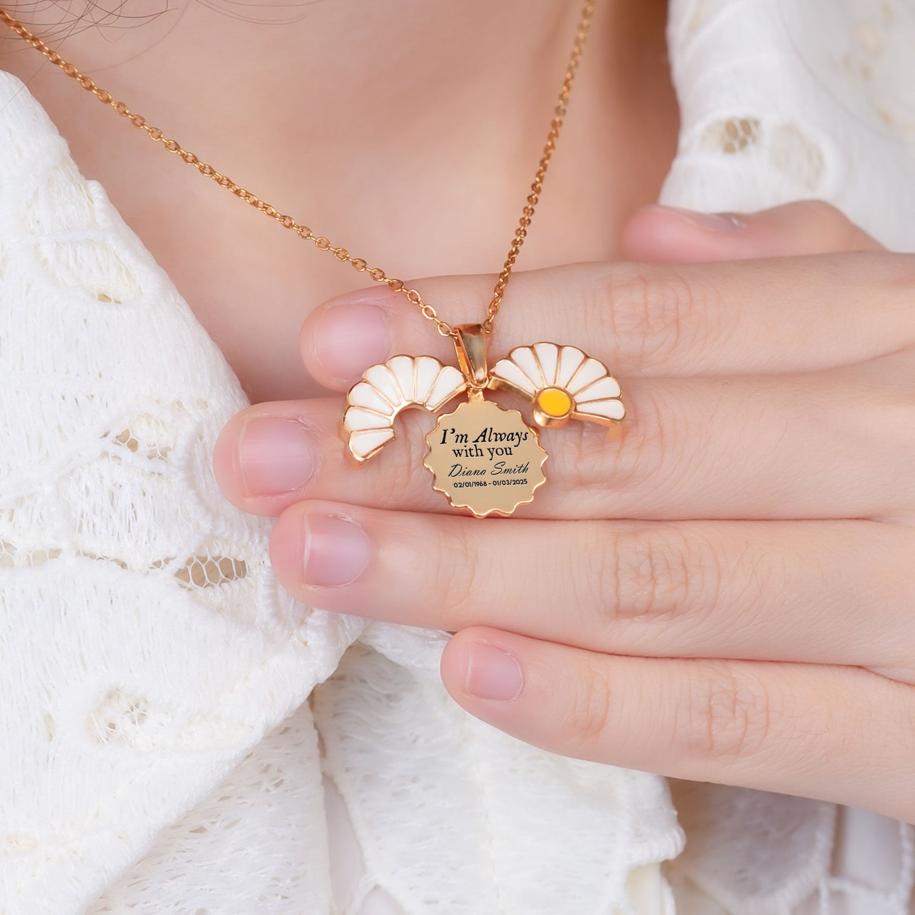 I'm Always With You - Personalized Daisy Necklace With Hidden Message