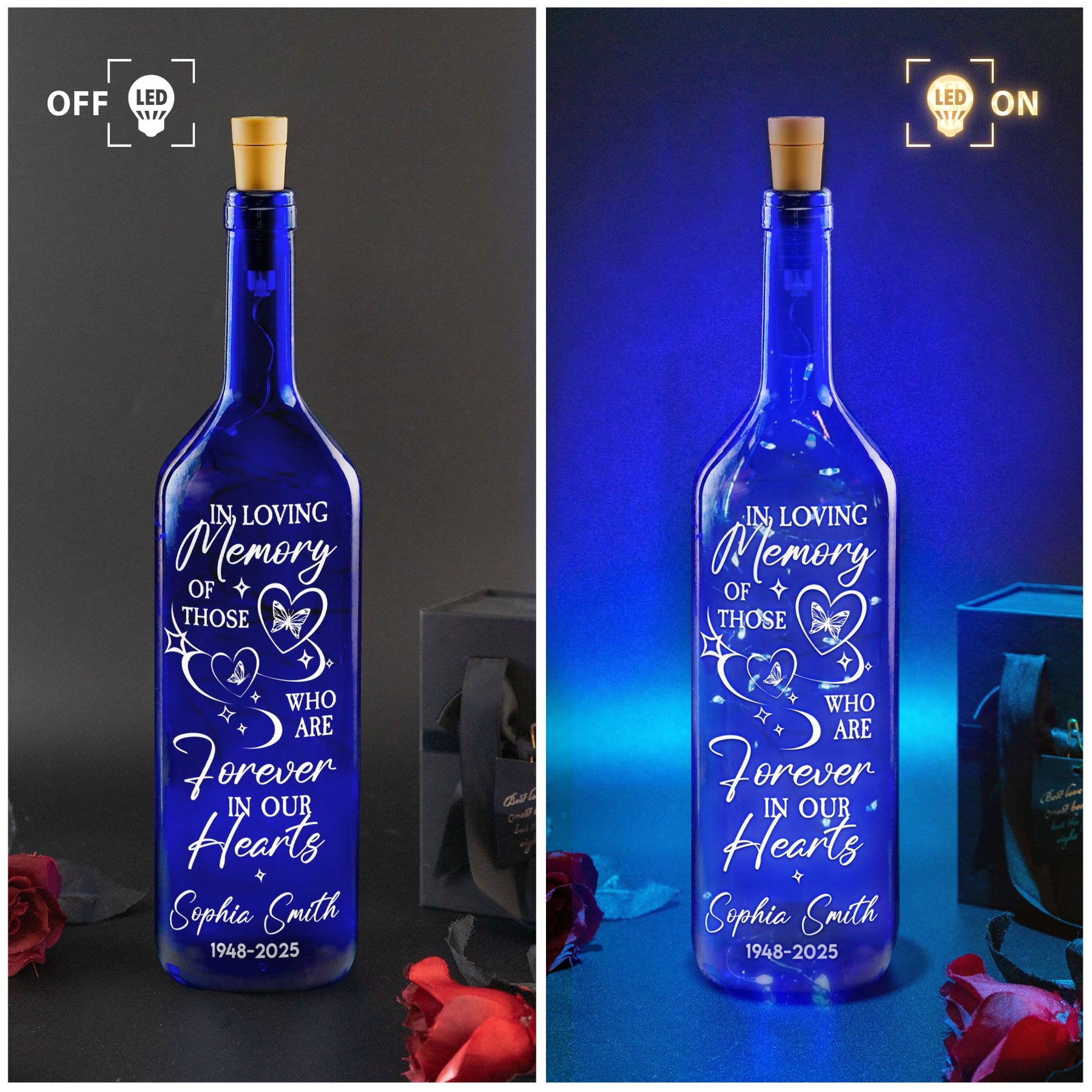 In Loving Memory Of Those - Personalized Blue Bottle Lamp