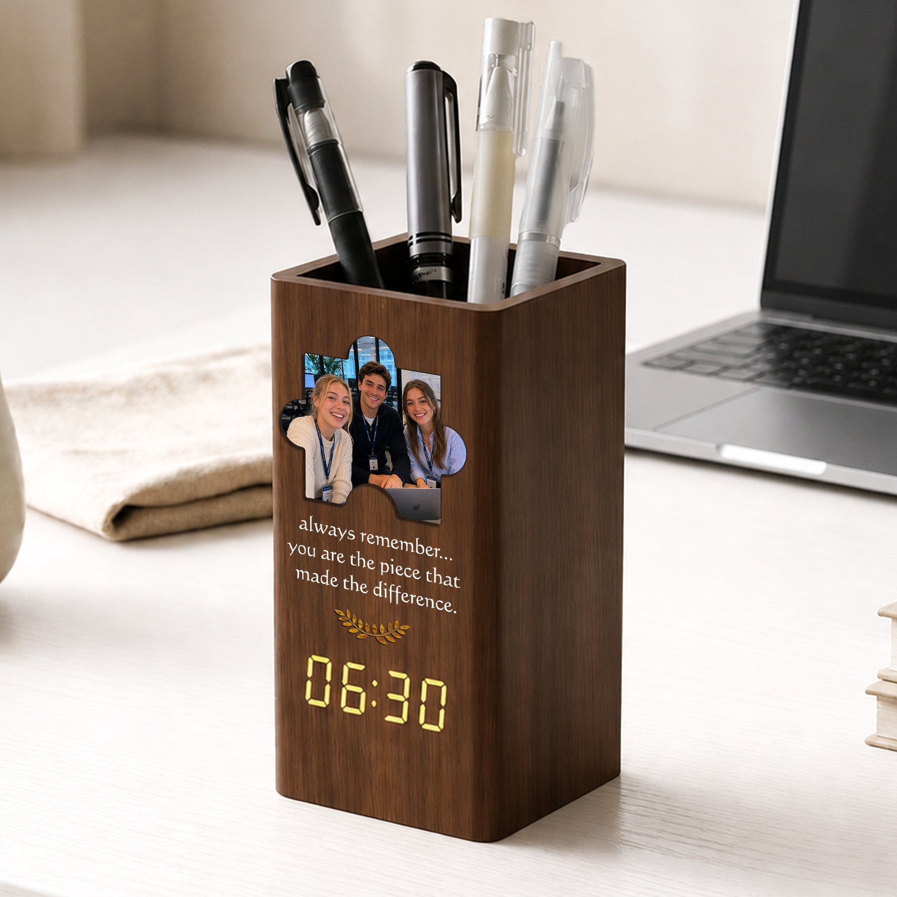 You Are The Piece That Made The Difference - Personalized Pen Holder With Clock