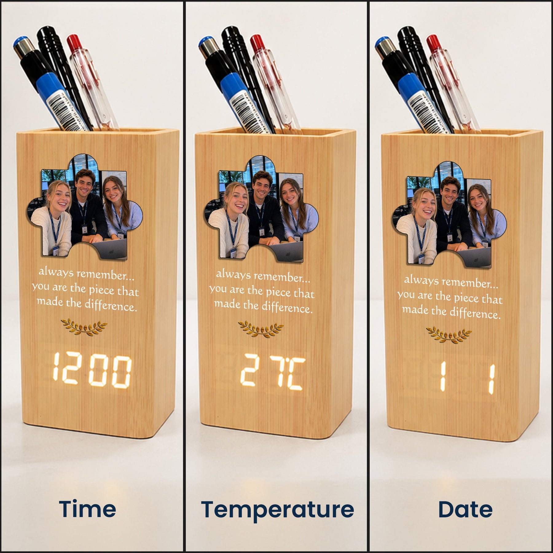 You Are The Piece That Made The Difference - Personalized Pen Holder With Clock
